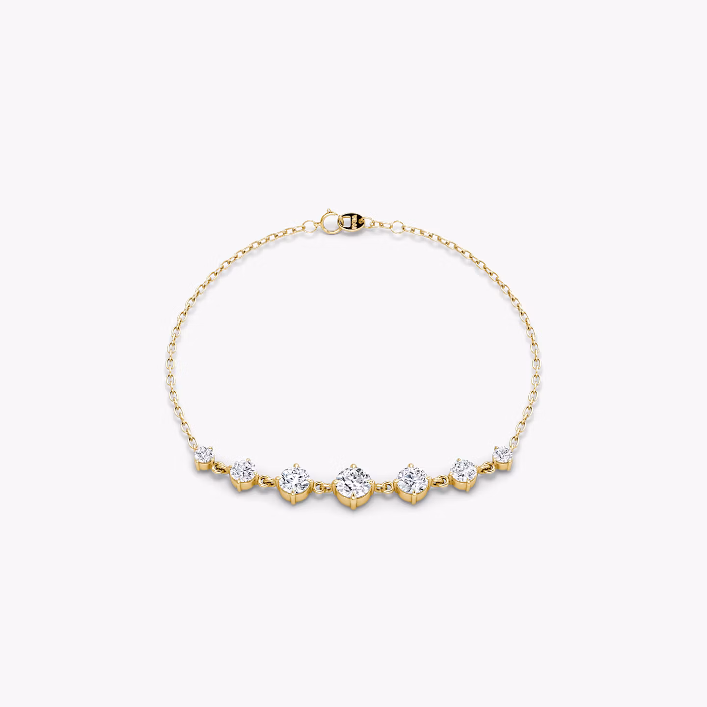 Linked Tennis Bracelet | Round Brilliant | 14k | Yellow Gold | diamondSize: original | chainLength: 6.5-7