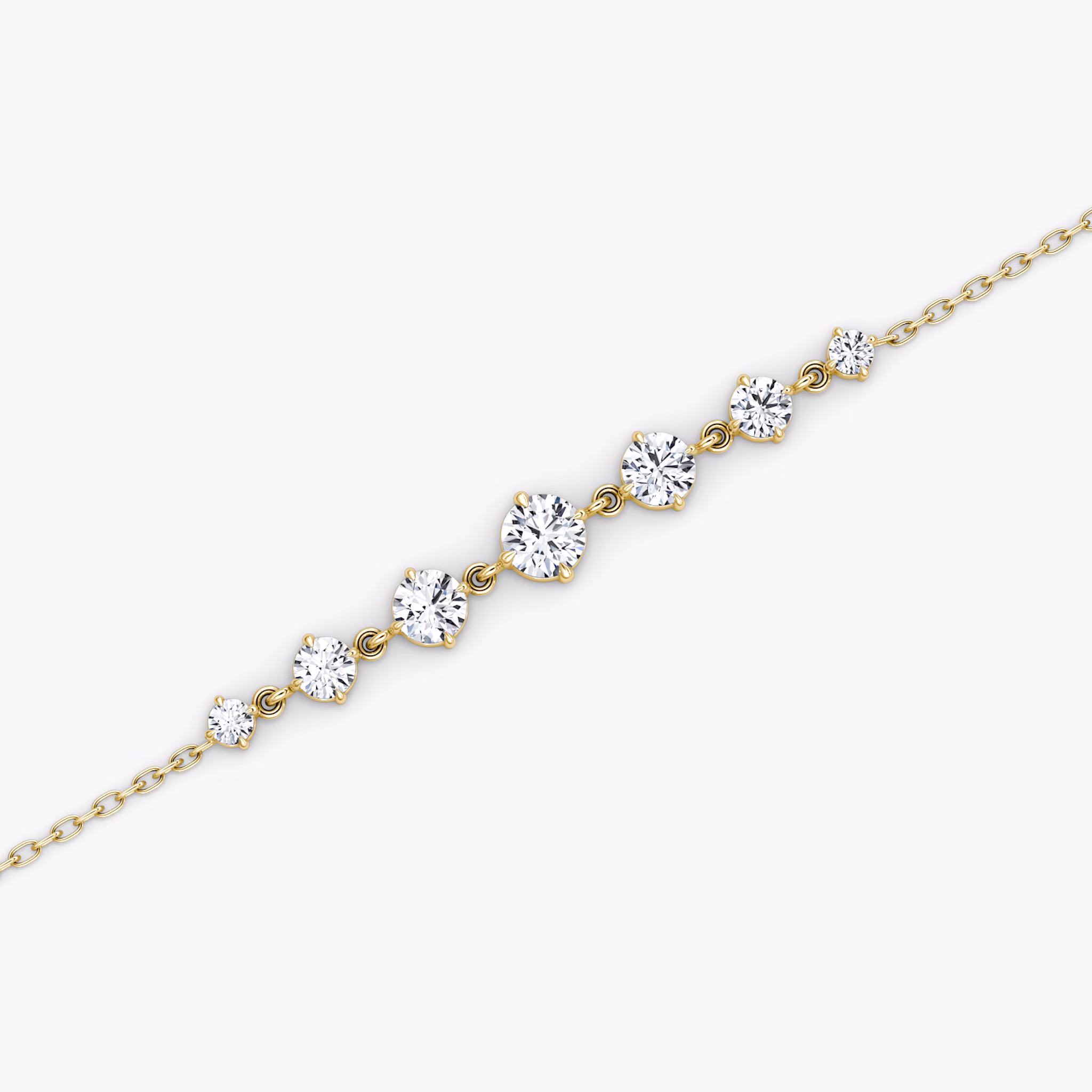 Linked Tennis Bracelet | Round Brilliant | 14k | Yellow Gold | diamondSize: original | chainLength: 6.5-7