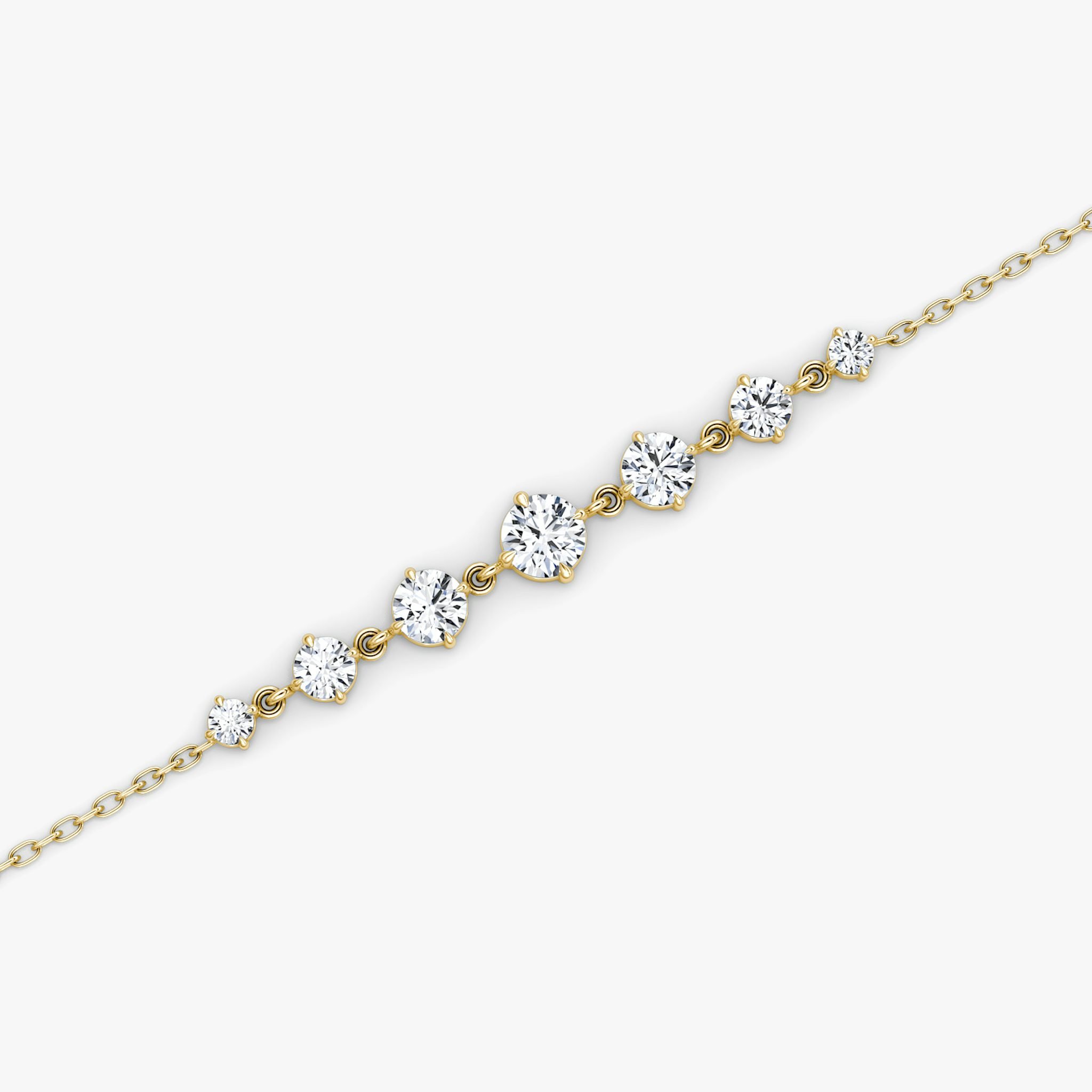 Linked Tennis Bracelet | Round Brilliant | 14k | Yellow Gold | diamondSize: original | chainLength: 6.5-7