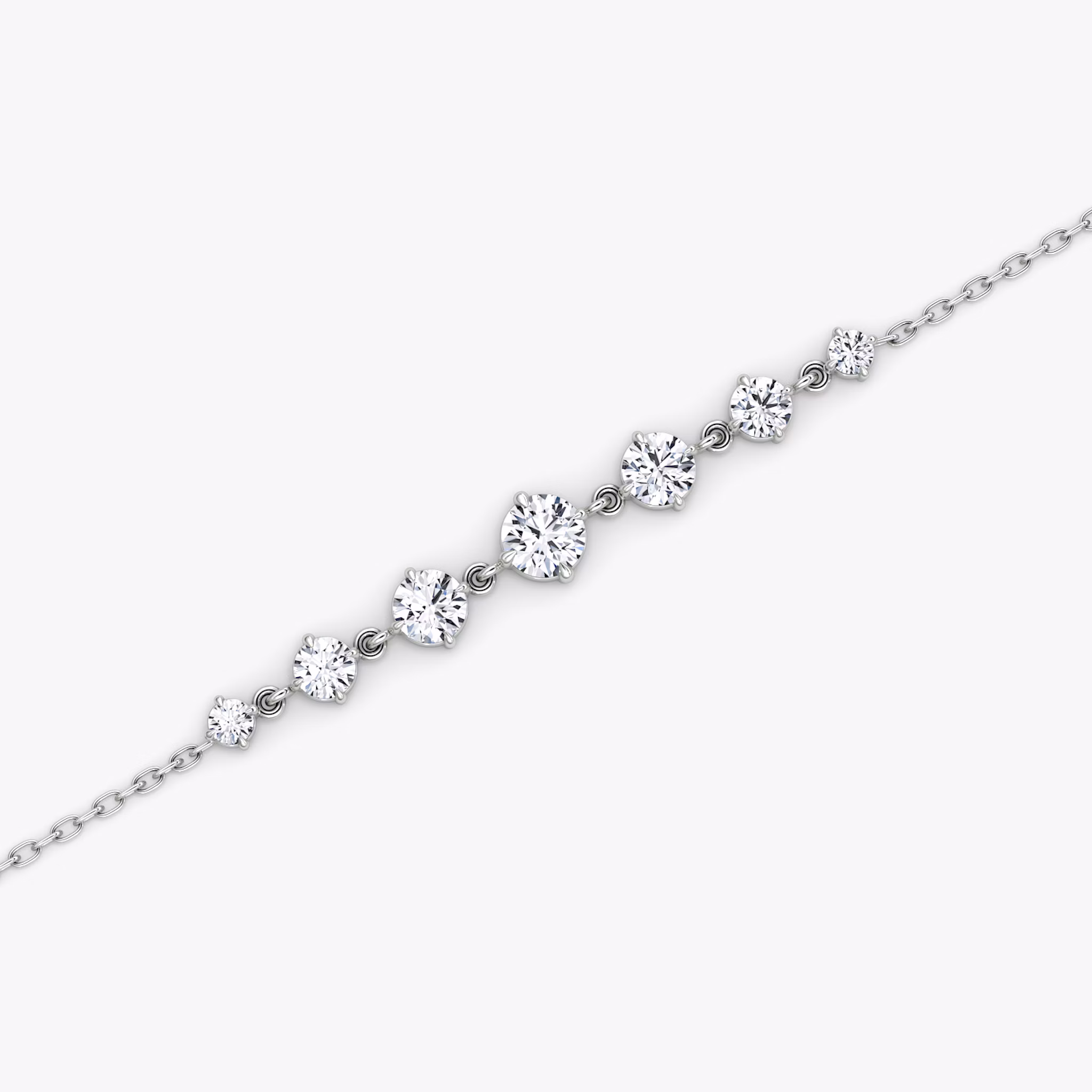 Linked Tennis Bracelet | Round Brilliant | 14k | White Gold | diamondSize: original | chainLength: 6.5-7