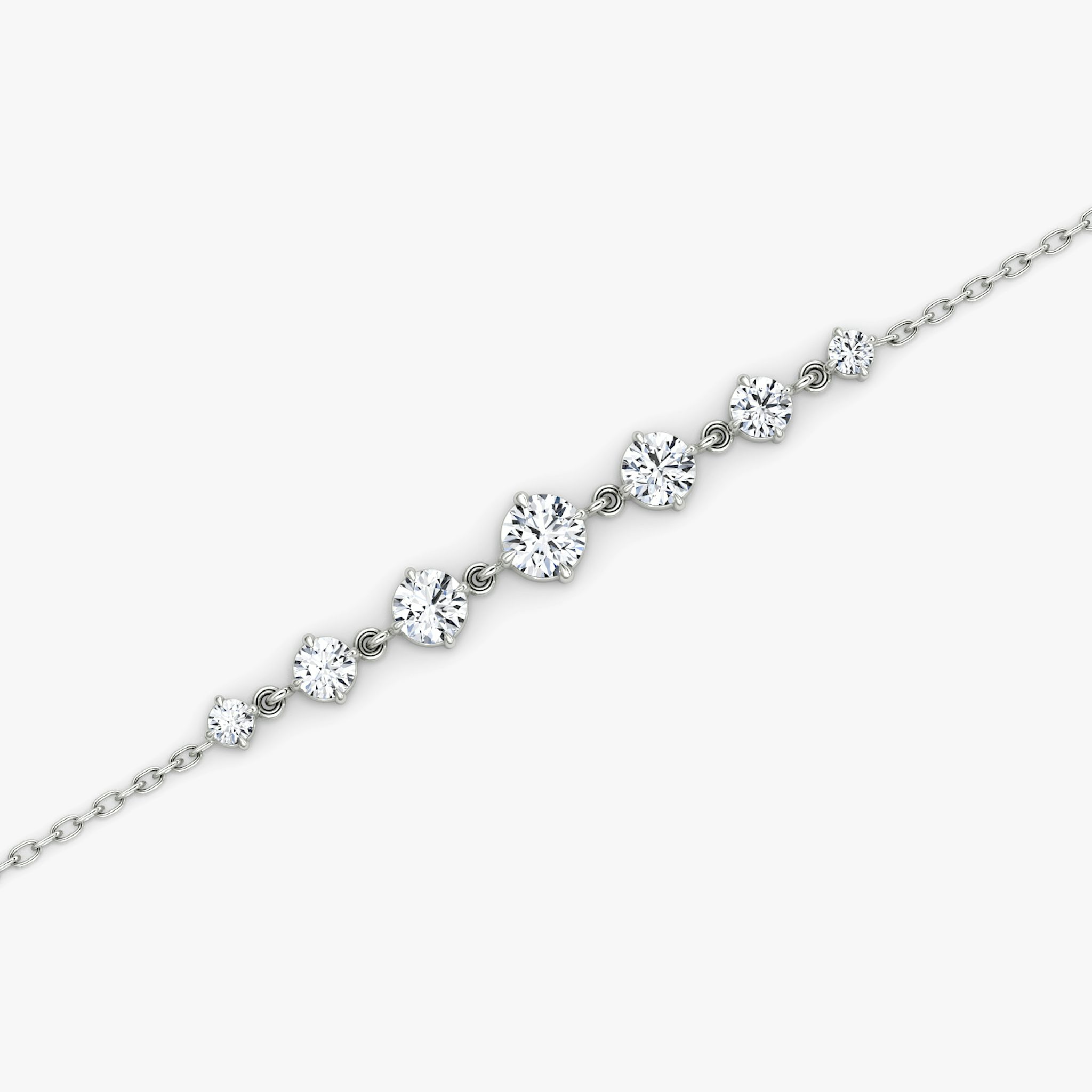 Linked Tennis Bracelet | Round Brilliant | 14k | White Gold | diamondSize: original | chainLength: 6.5-7