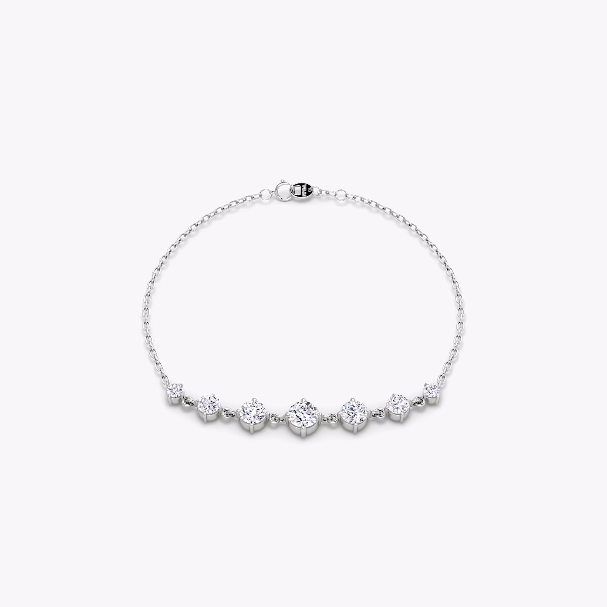 Linked Tennis Bracelet | Round Brilliant | 14k | White Gold | diamondSize: original | chainLength: 6.5-7