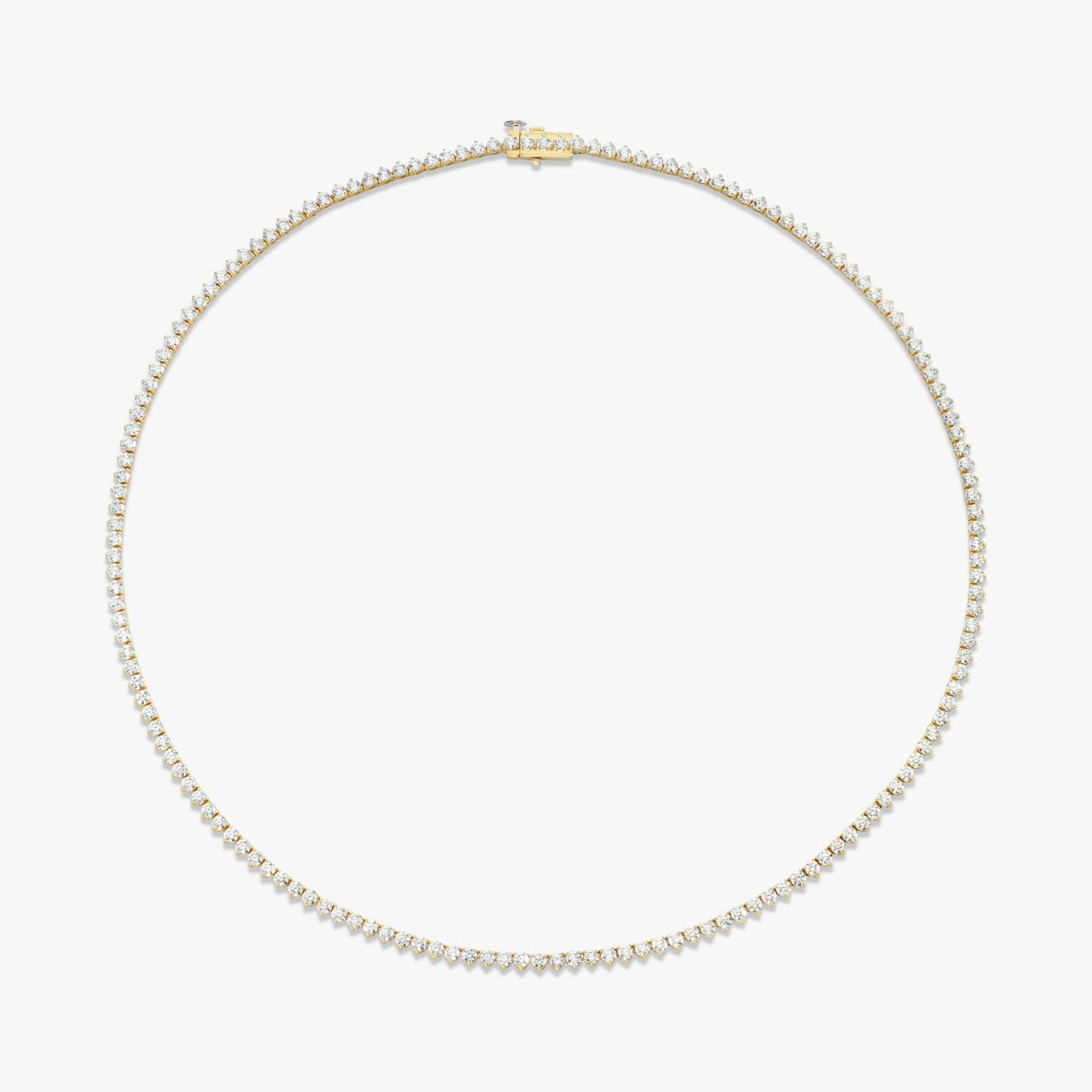 Tennis Necklace | Round Brilliant | 14k | Yellow Gold | diamondSize: petite | chainLength: 16