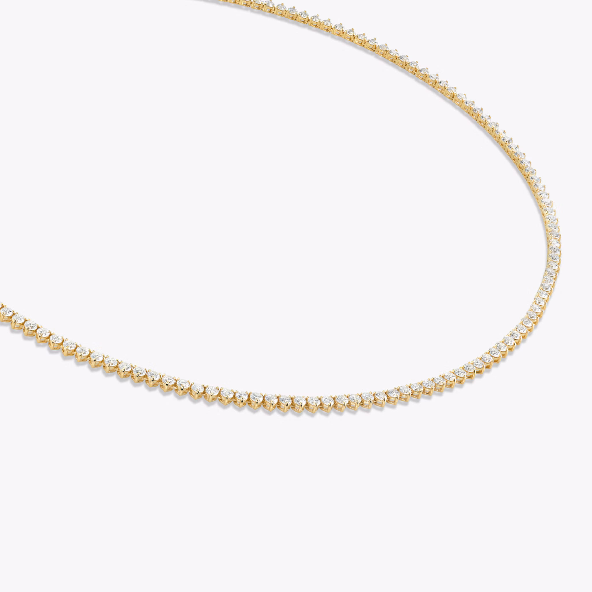 Tennis Necklace | Round Brilliant | 14k | Yellow Gold | diamondSize: petite | chainLength: 16