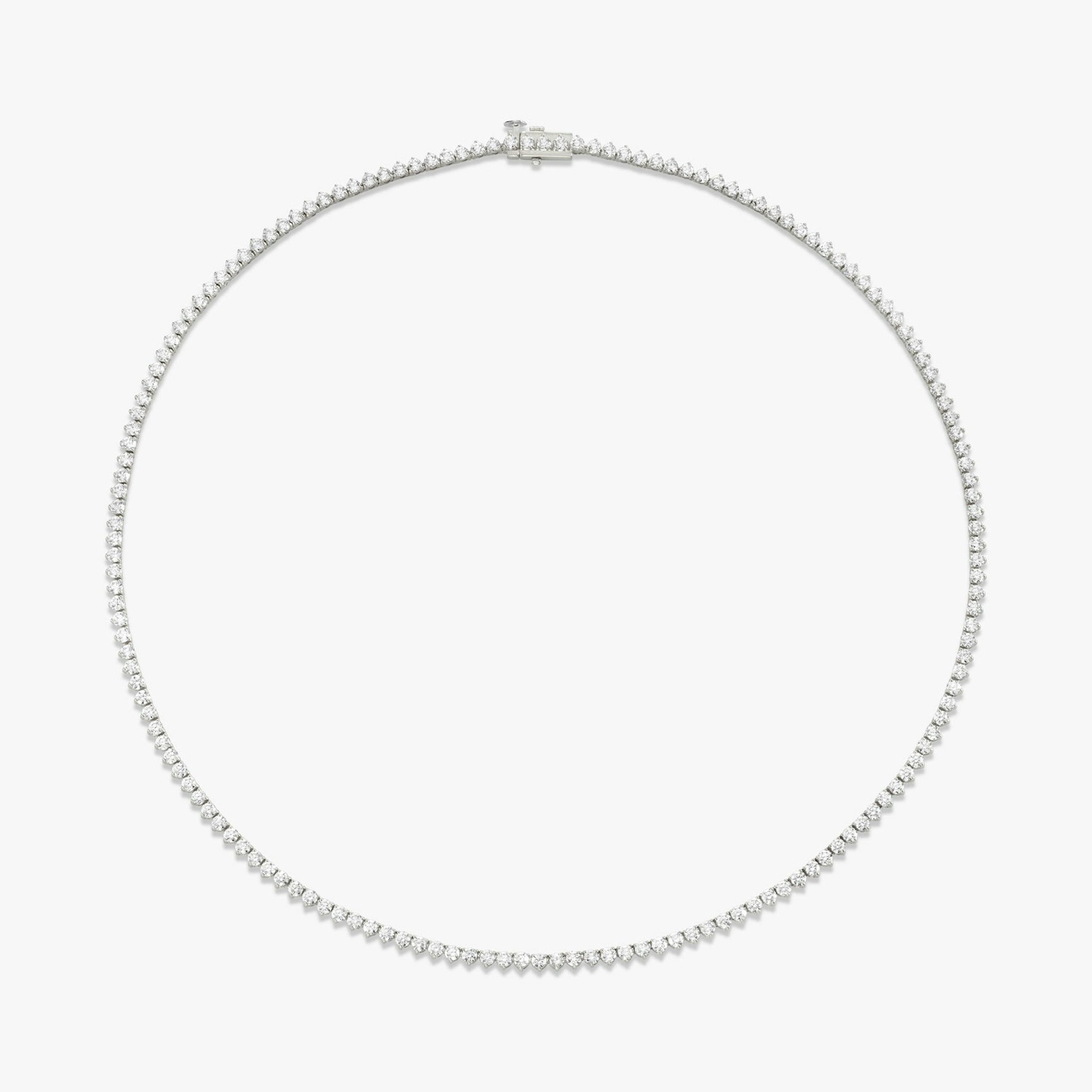 Tennis Necklace | Round Brilliant | 14k | White Gold | diamondSize: petite | chainLength: 18