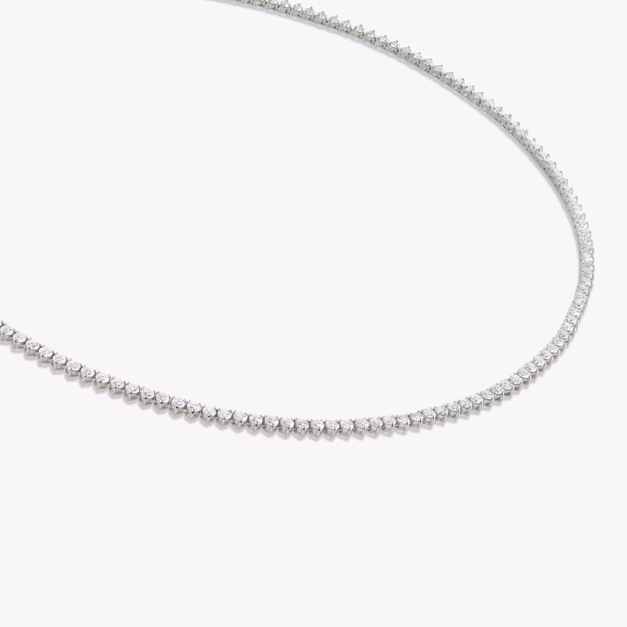 Tennis Necklace | Round Brilliant | 14k | White Gold | diamondSize: petite | chainLength: 18