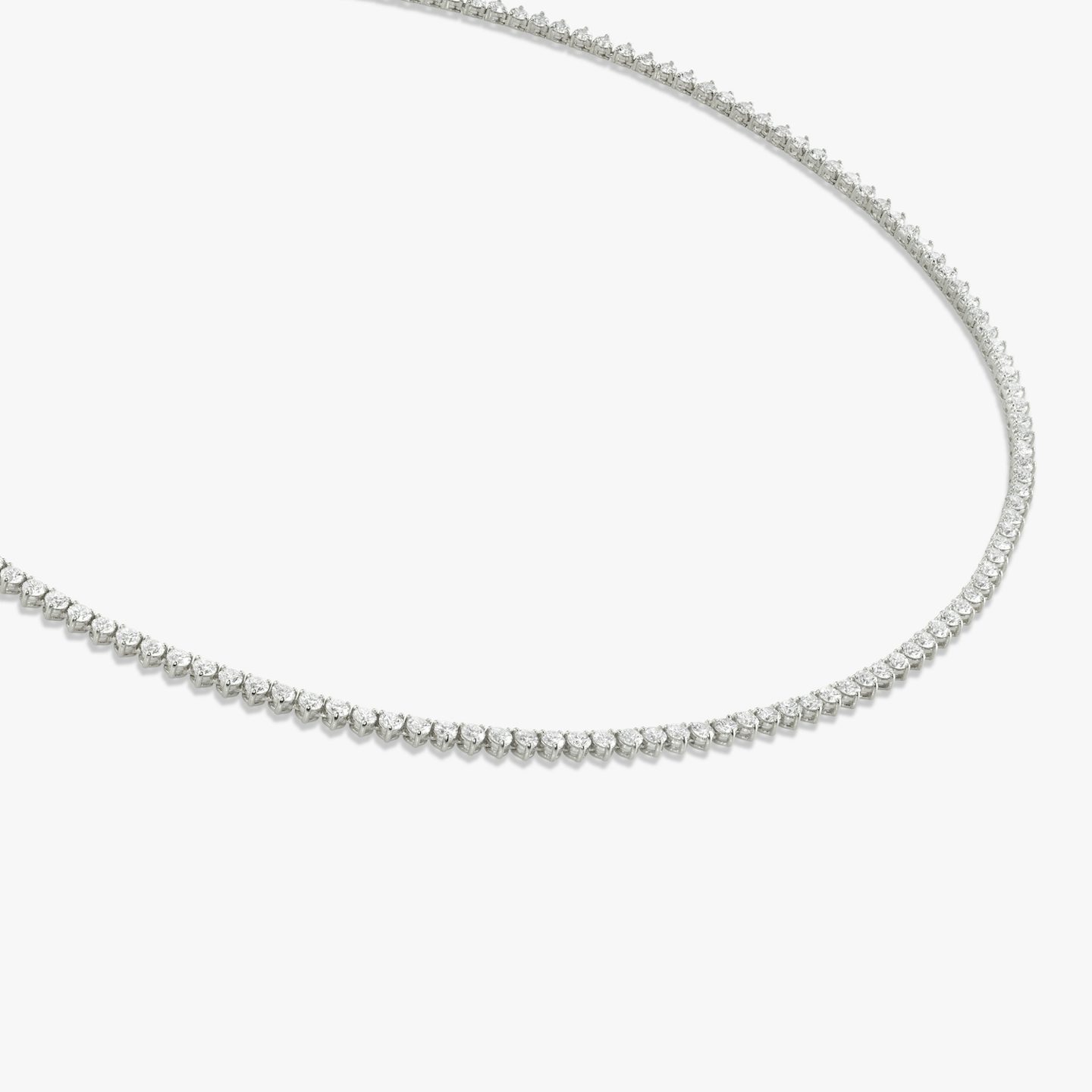 Tennis Halskette | Rund | 14k | Weißgold | diamondSize: petite | chainLength: 16