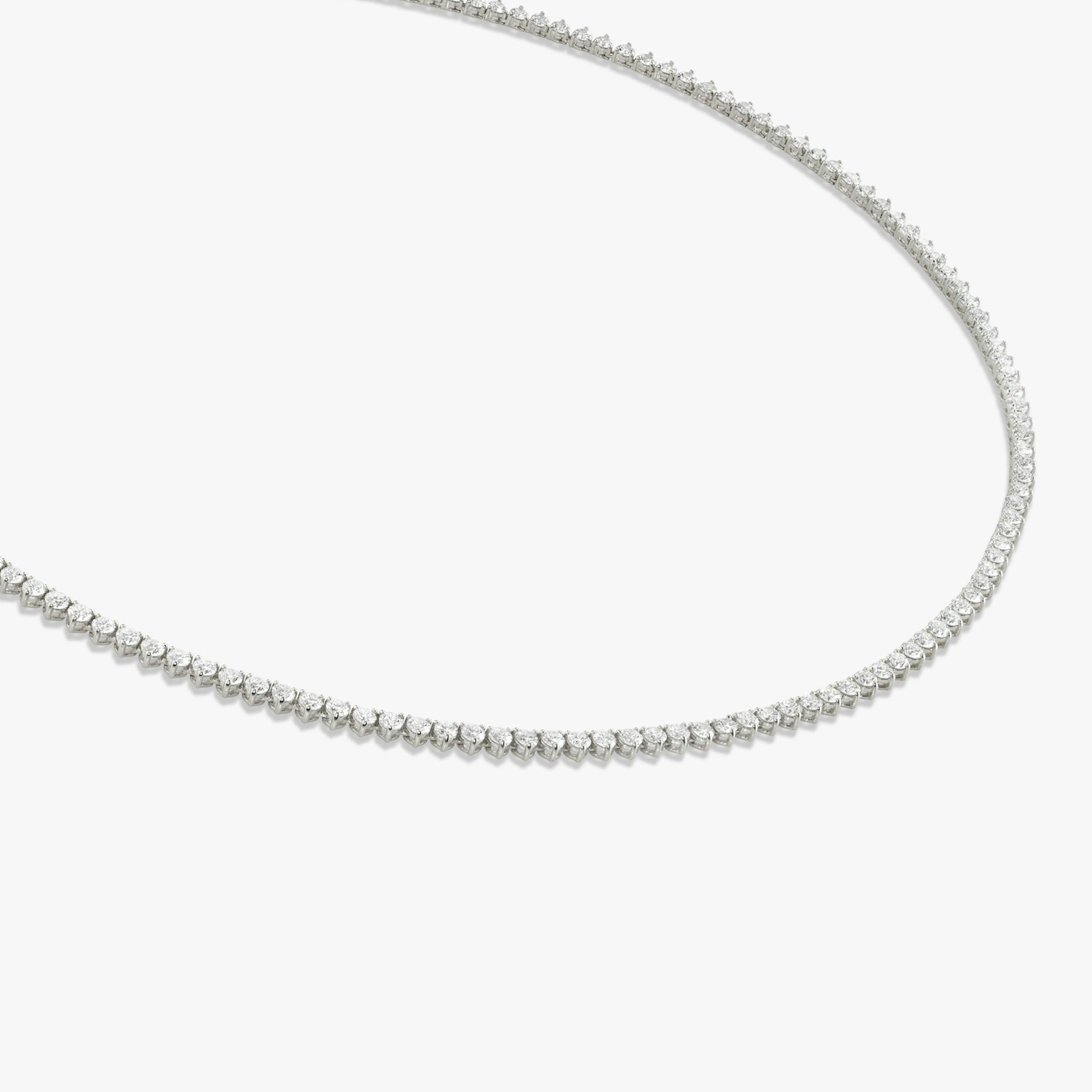 Tennis Necklace | Round Brilliant | 14k | White Gold | diamondSize: petite | chainLength: 18