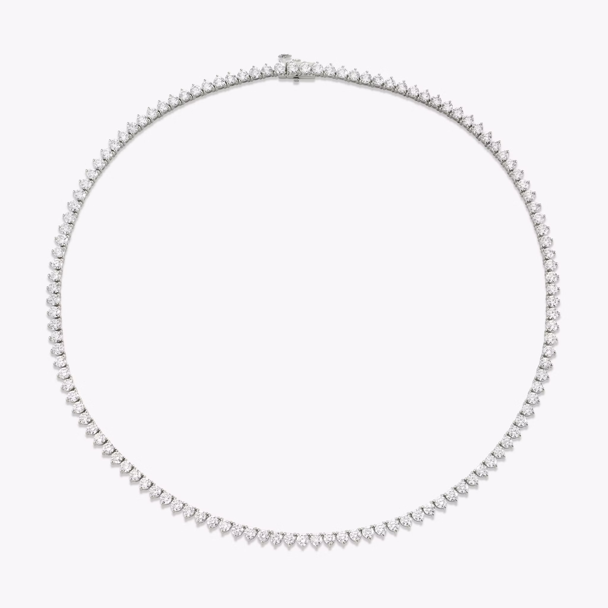 Tennis Necklace | Round Brilliant | 14k | White Gold | diamondSize: medium | chainLength: 18