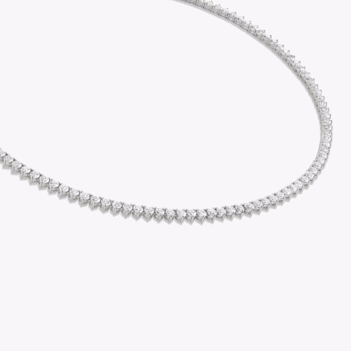 Tennis Necklace | Round Brilliant | 14k | White Gold | diamondSize: medium | chainLength: 15