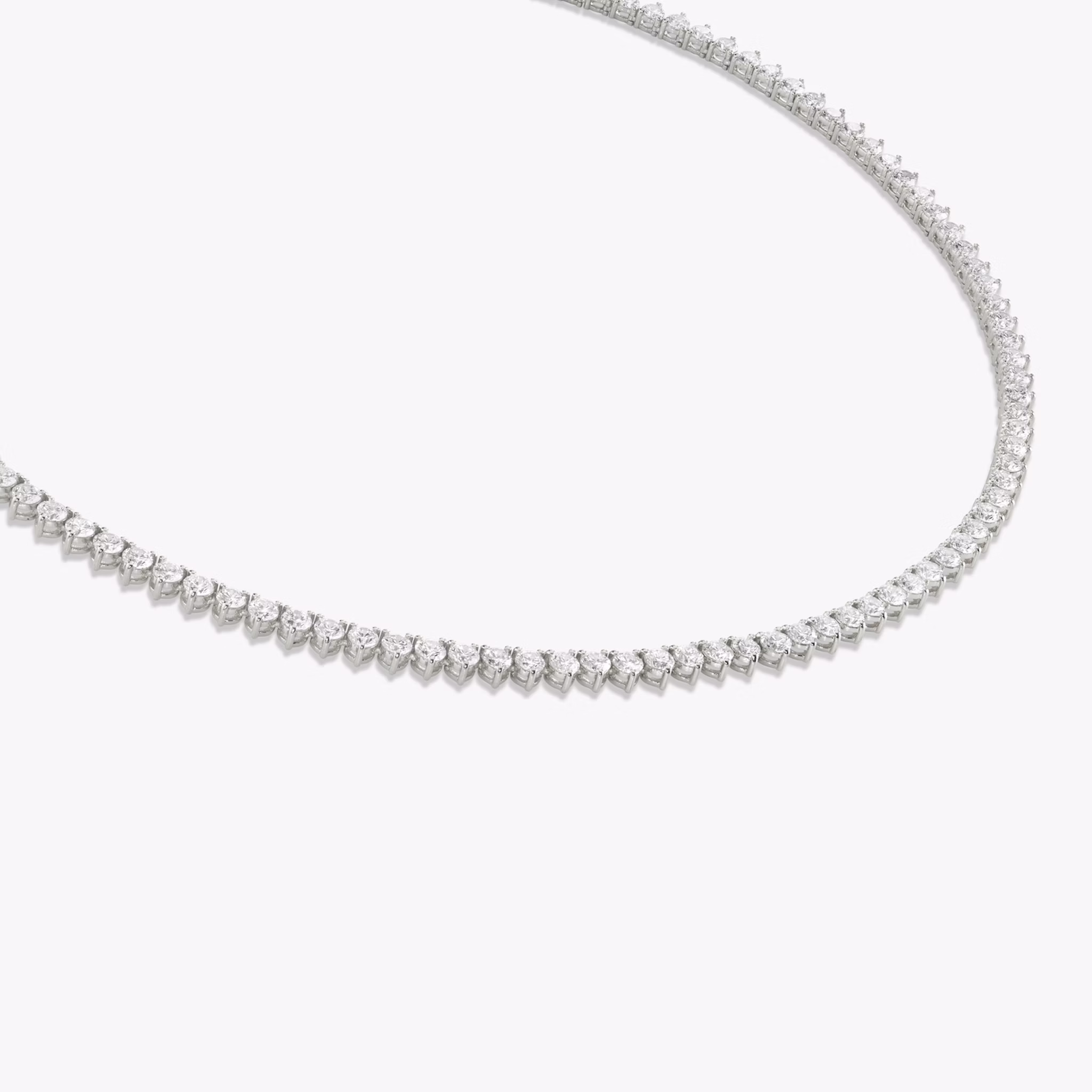 Tennis Necklace | Round Brilliant | 14k | White Gold | diamondSize: medium | chainLength: 18