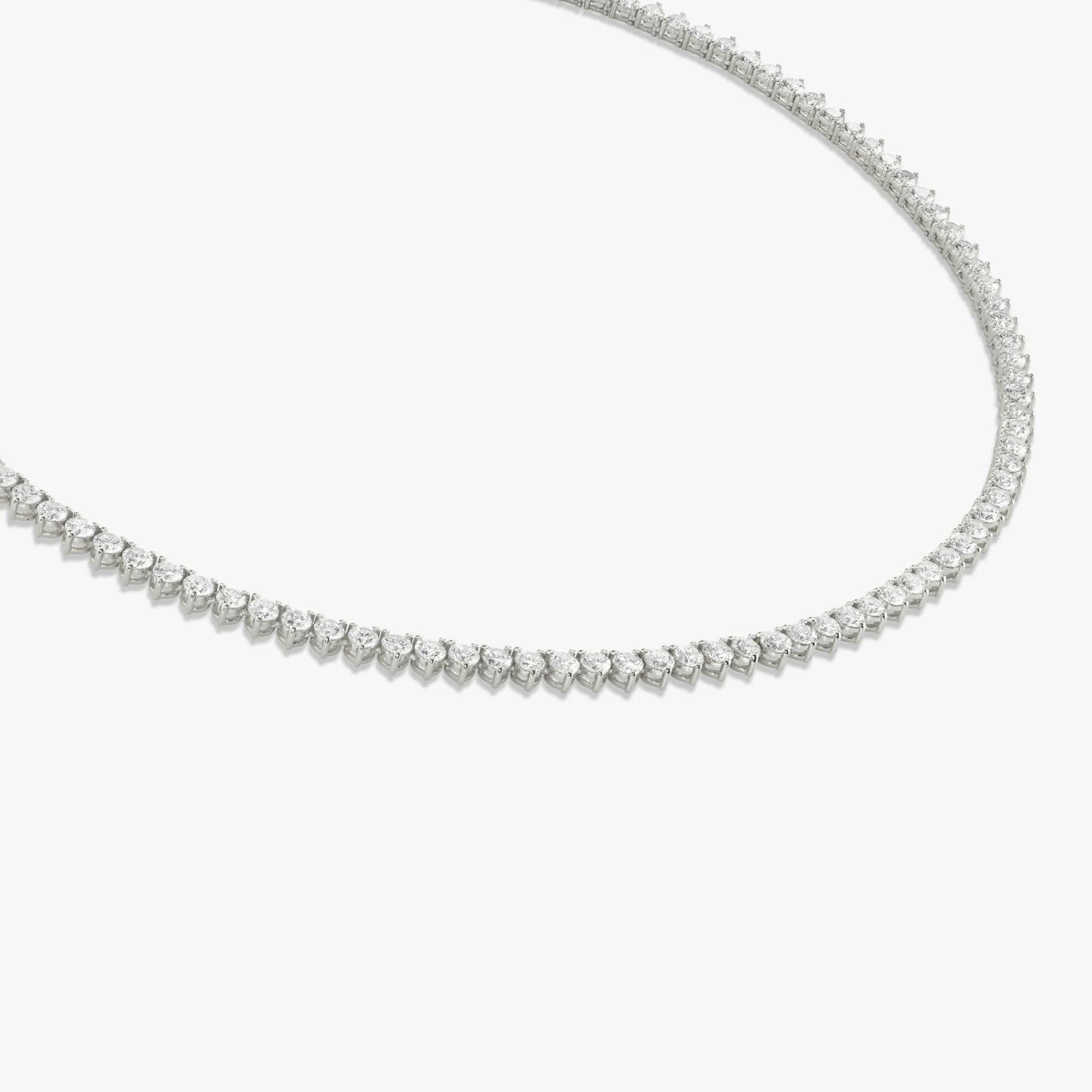 Tennis Necklace | Round Brilliant | 14k | White Gold | diamondSize: medium | chainLength: 15