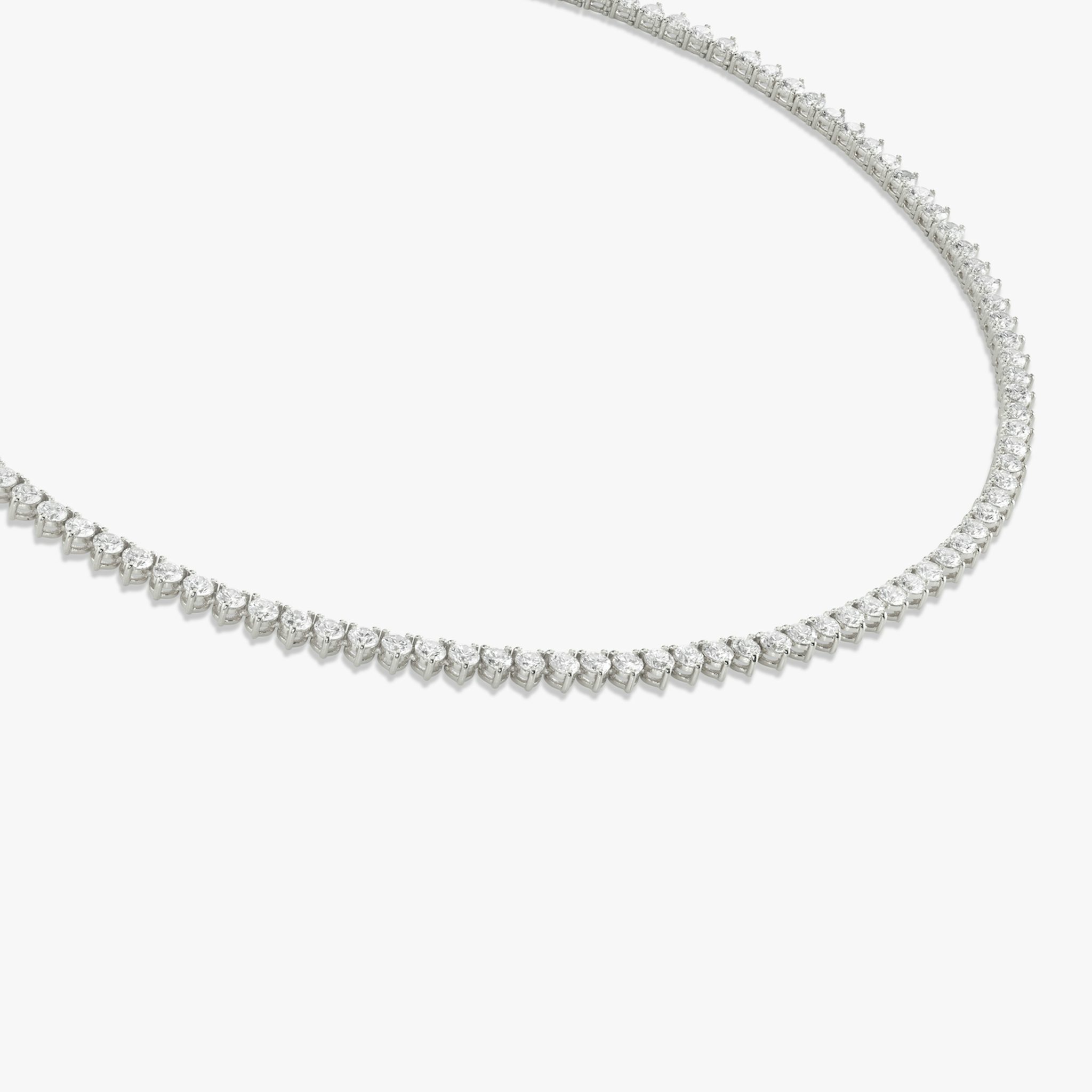 Tennis Necklace | Round Brilliant | 14k | White Gold | diamondSize: medium | chainLength: 18
