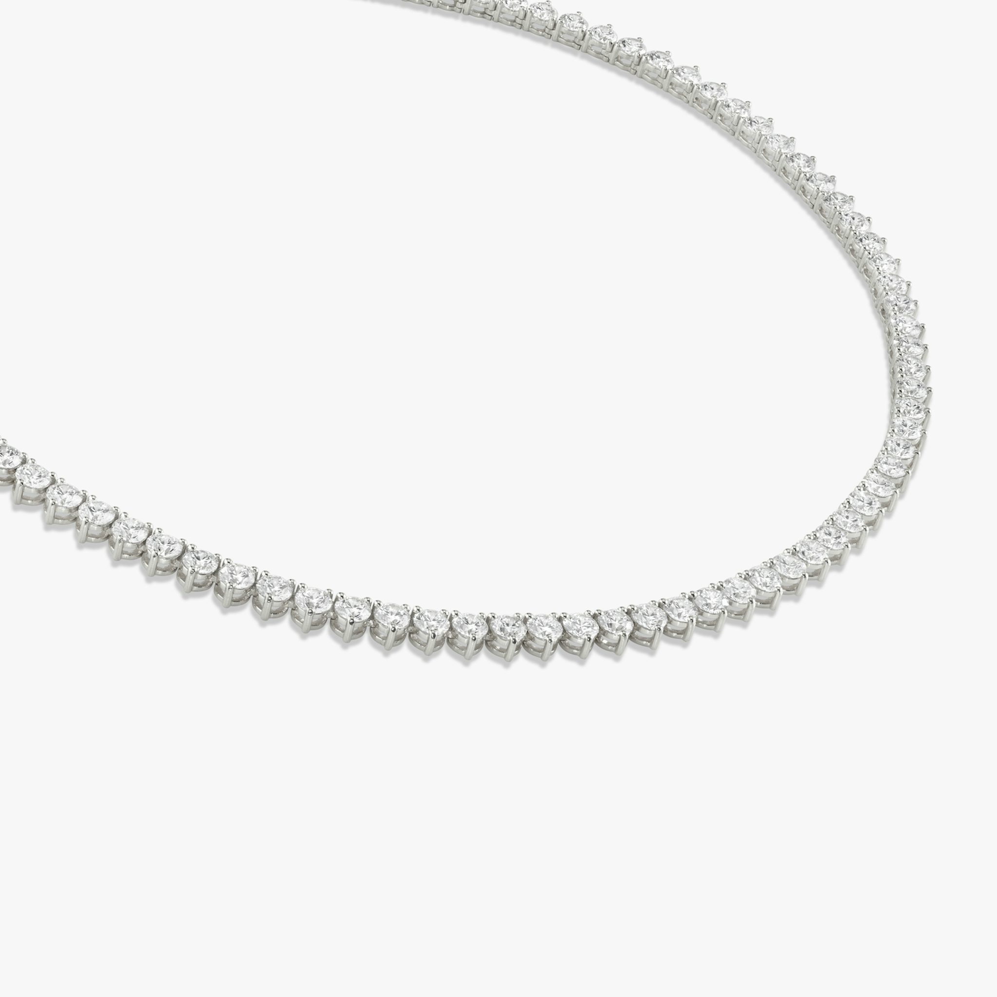 Tennis Necklace | Round Brilliant | 14k | White Gold | diamondSize: large | chainLength: 16