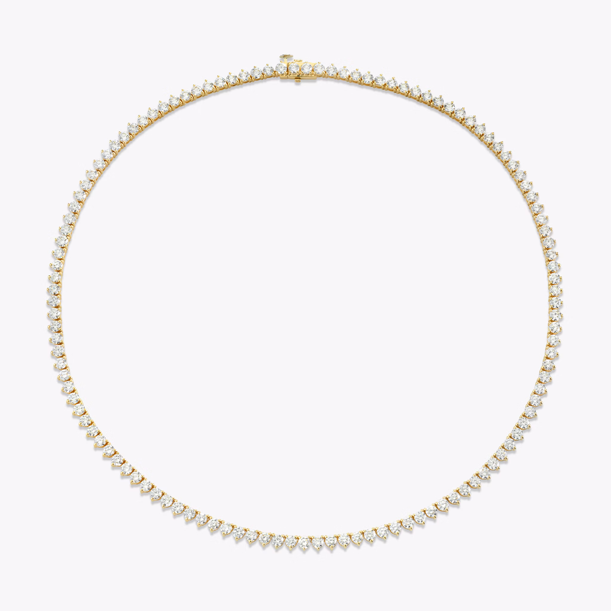 Tennis Necklace | Round Brilliant | 14k | Yellow Gold | diamondSize: medium | chainLength: 15