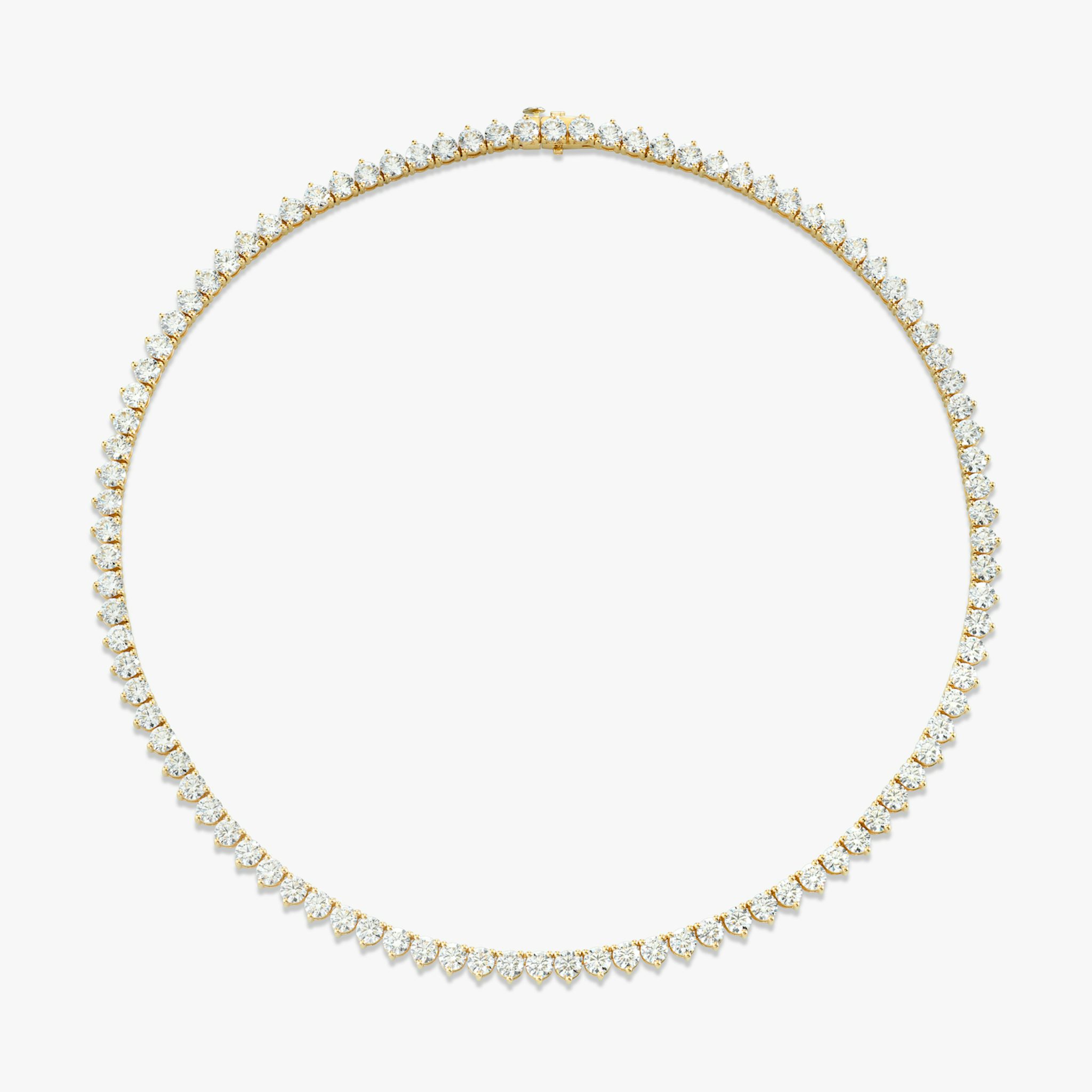Tennis Necklace | Round Brilliant | 14k | Yellow Gold | diamondSize: large | chainLength: 17