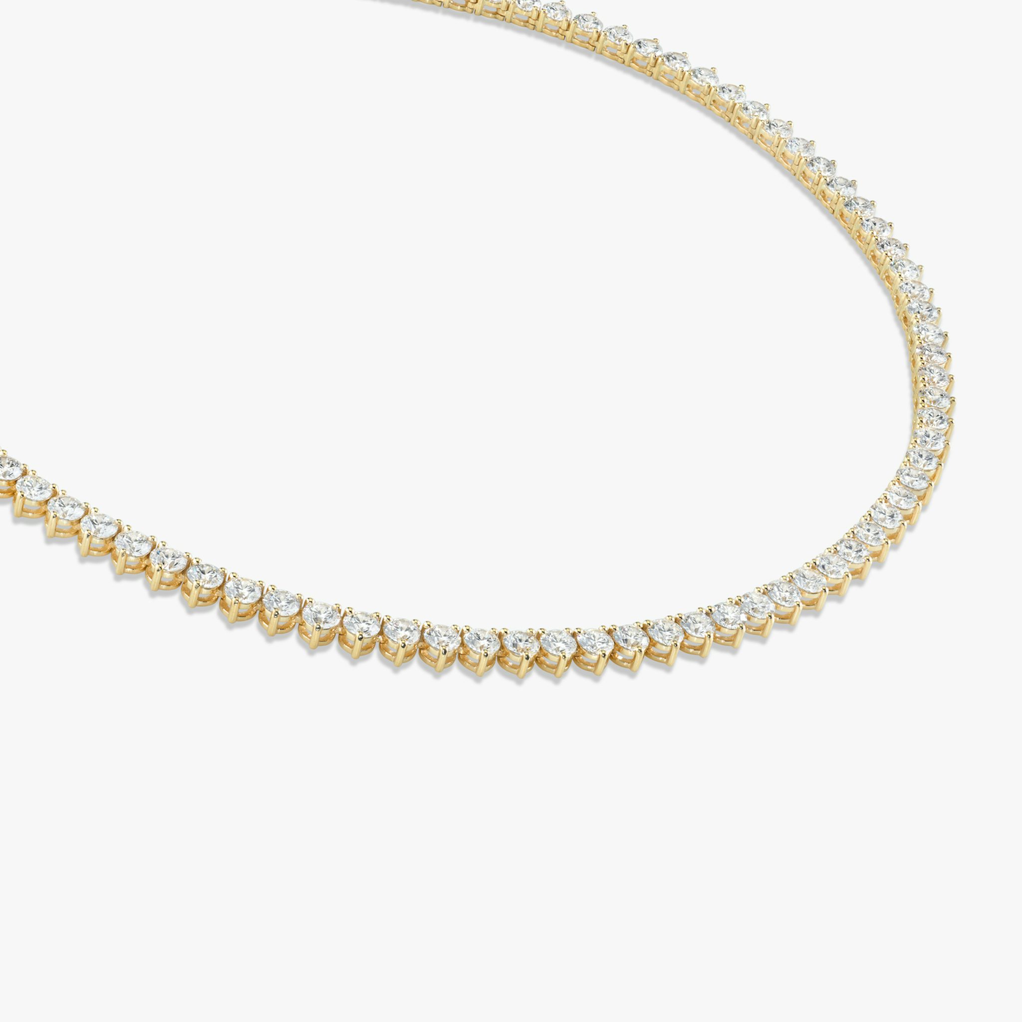 Tennis Necklace | Round Brilliant | 14k | Yellow Gold | diamondSize: large | chainLength: 17