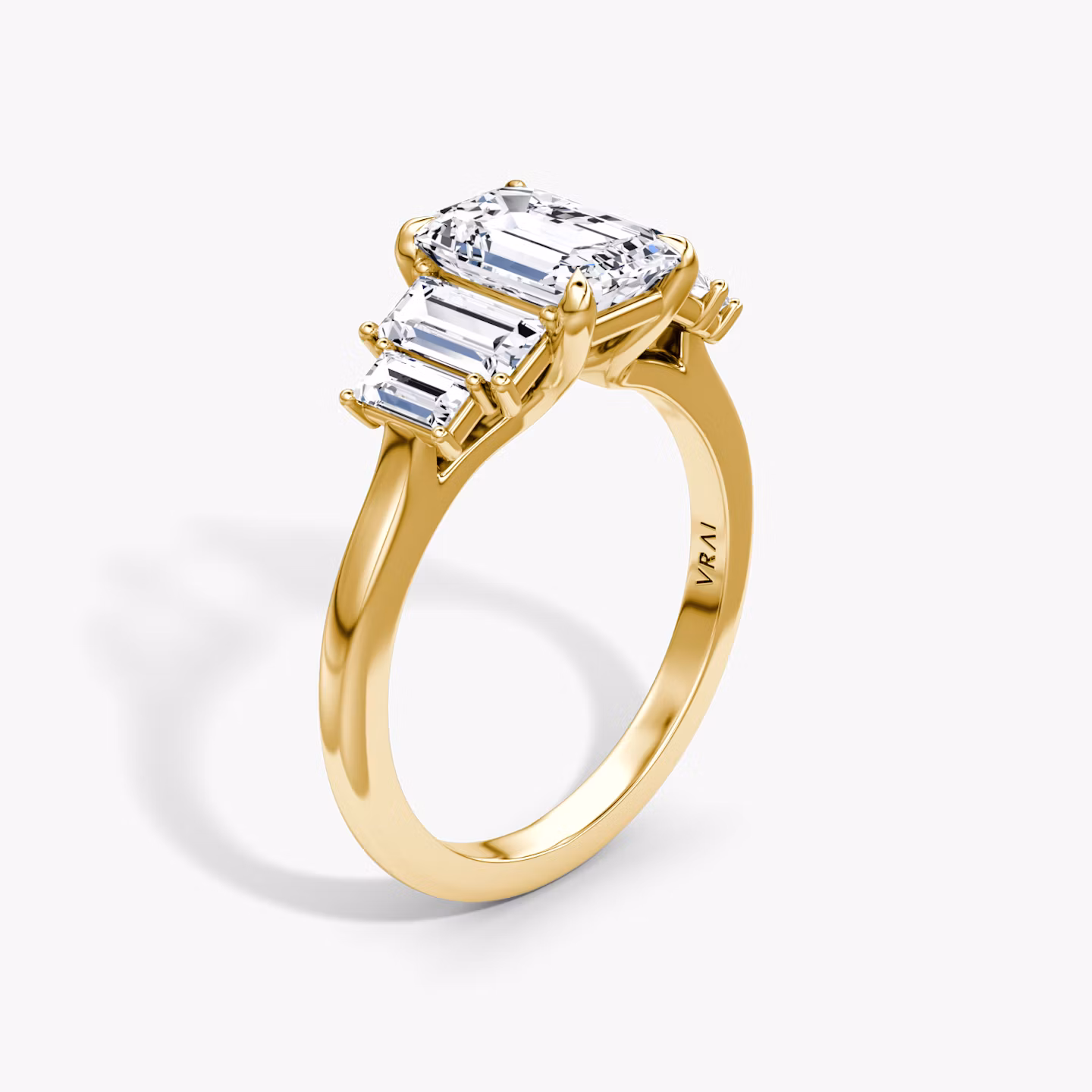 The Five Stone Heirloom | Emerald | 18k | Yellow Gold | bandAccent: Plain | diamondOrientation: vertical | caratWeight: other