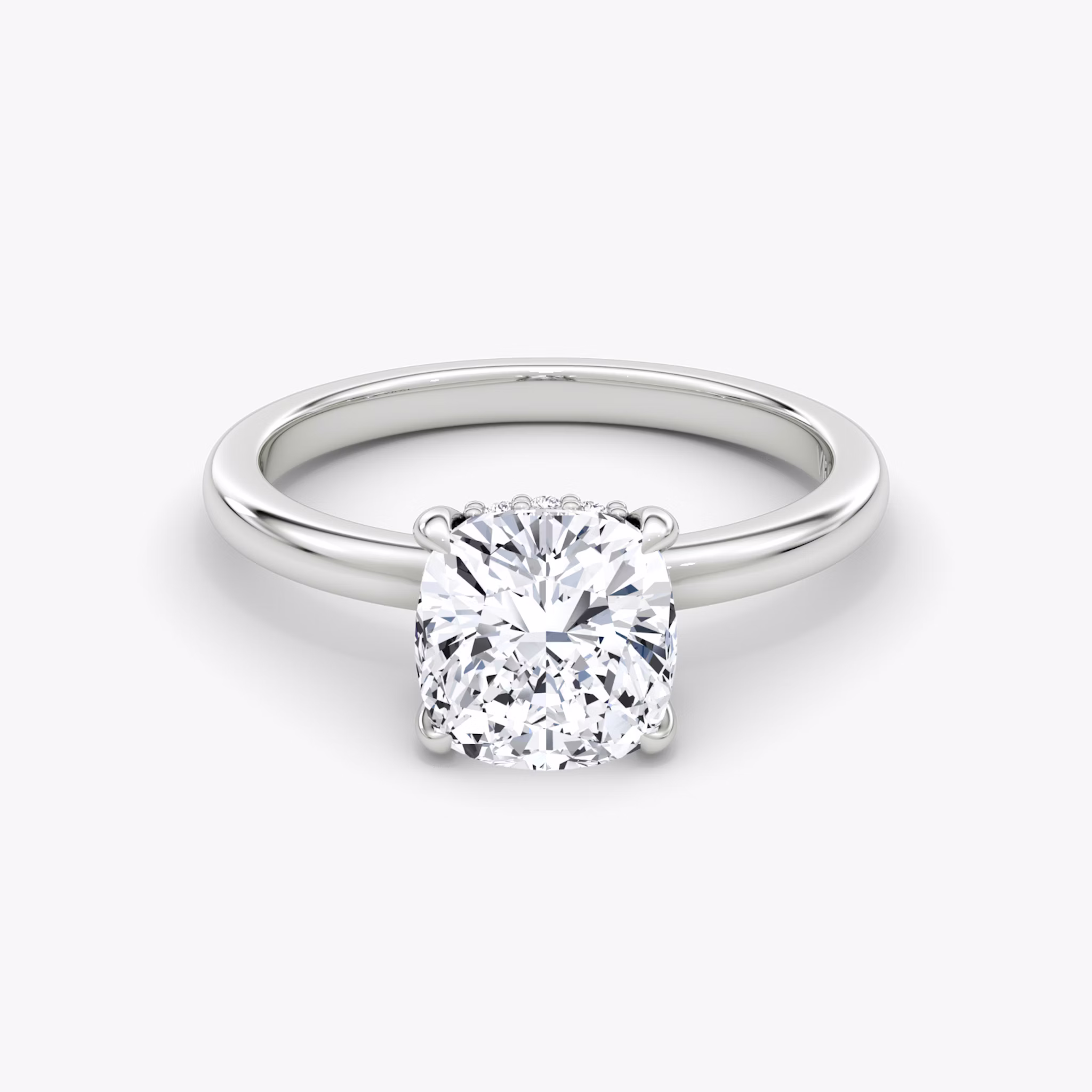 The Floating Solitaire | Cushion | Platinum | bandAccent: Plain | diamondOrientation: vertical | caratWeight: other
