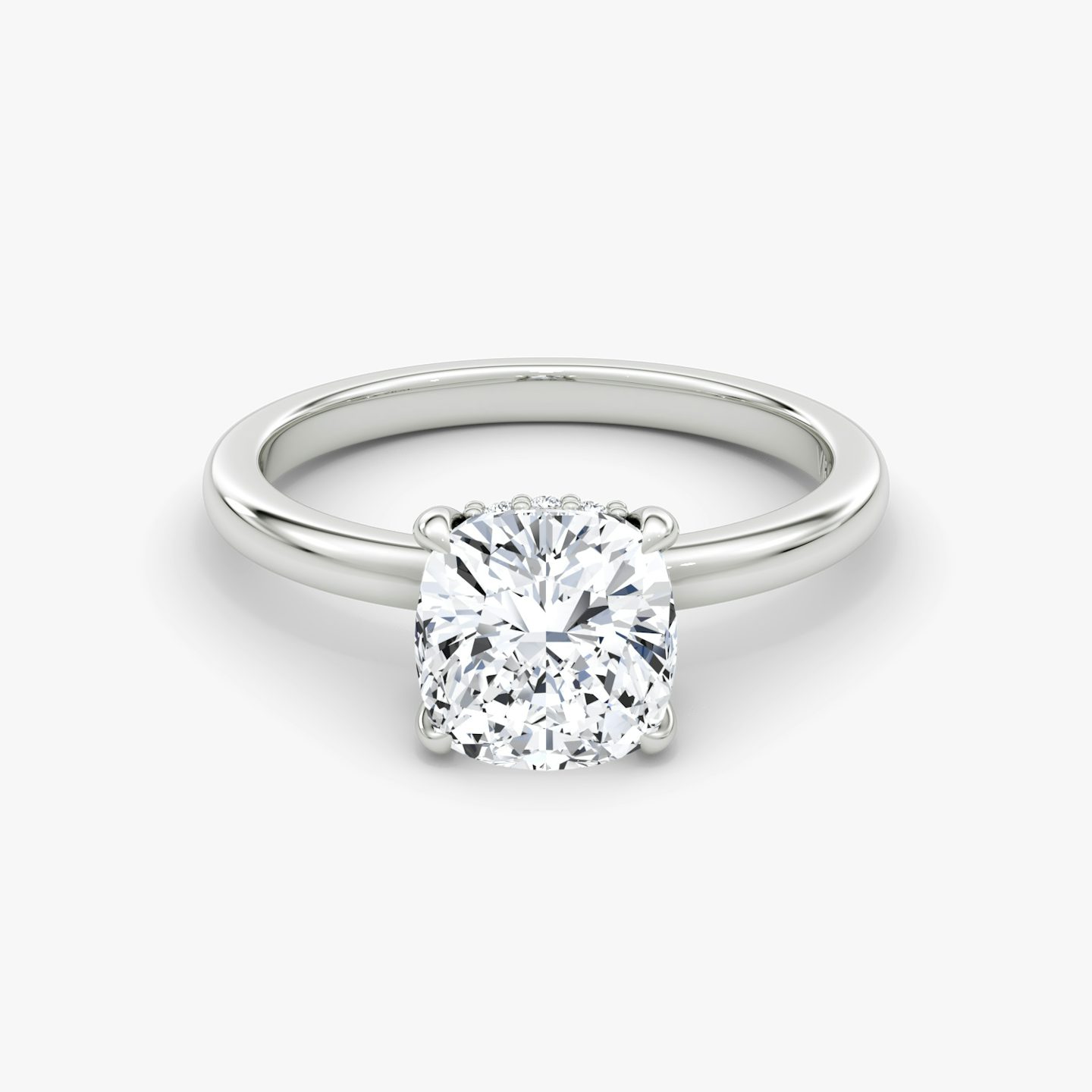 The Floating Solitaire | Cushion | Platinum | bandAccent: Plain | diamondOrientation: vertical | caratWeight: other