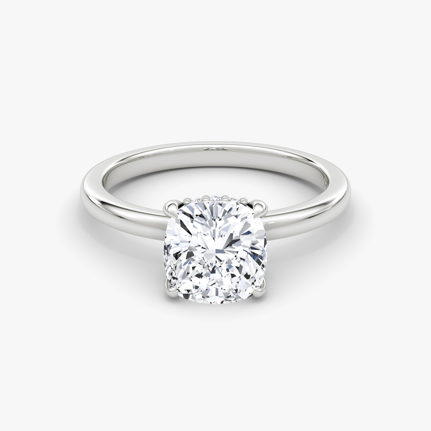 Floating Solitaire | Cushion | 18k | Weißgold | bandAccent: Ohne Pavé-Besatz | diamondOrientation: vertical | caratWeight: other