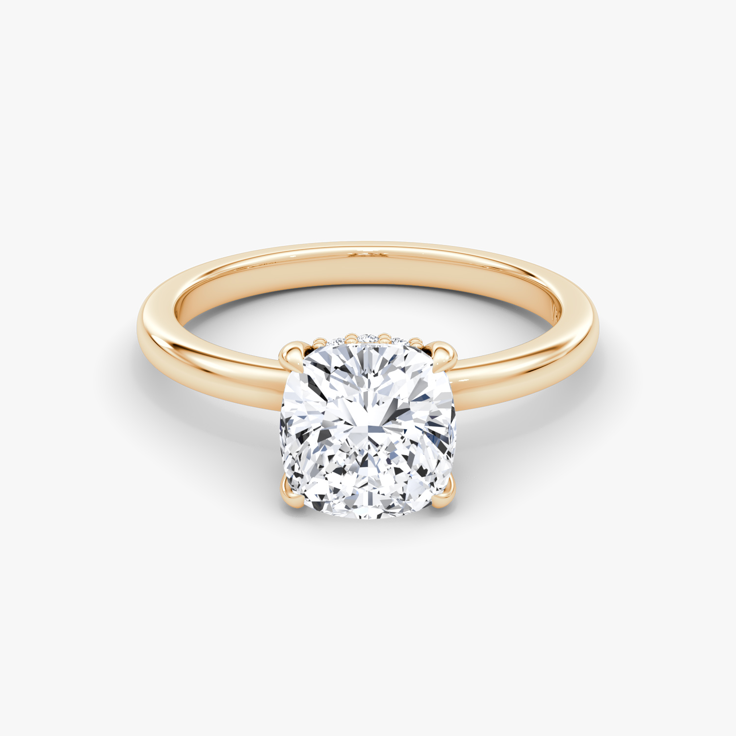 Anillo de compromiso Floating Solitaire | Cojín | 14k | Oro rosa | bandAccent: Simple | diamondOrientation: vertical | caratWeight: other