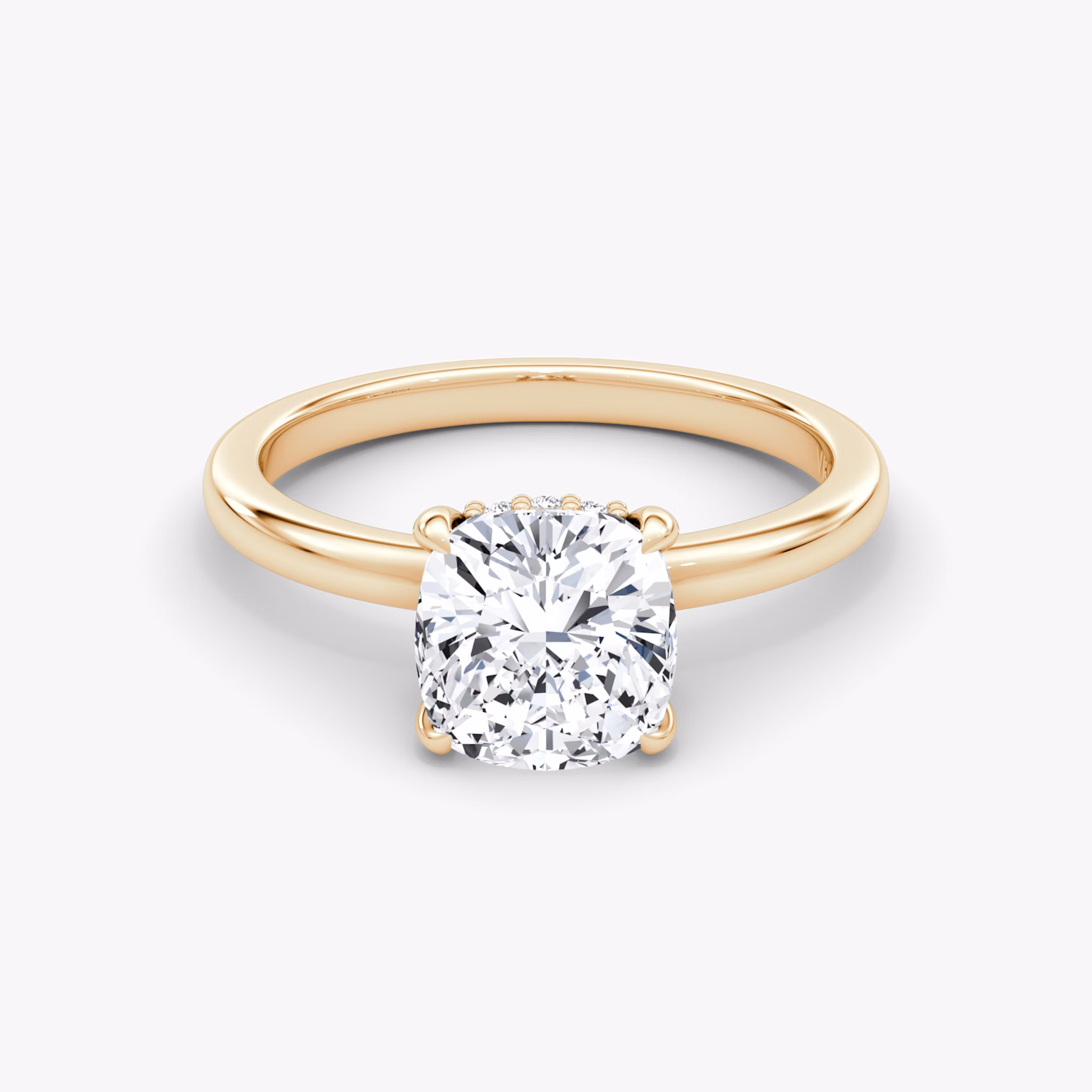 Anillo de compromiso Floating Solitaire | Cojín | 14k | Oro rosa | bandAccent: Simple | diamondOrientation: vertical | caratWeight: other