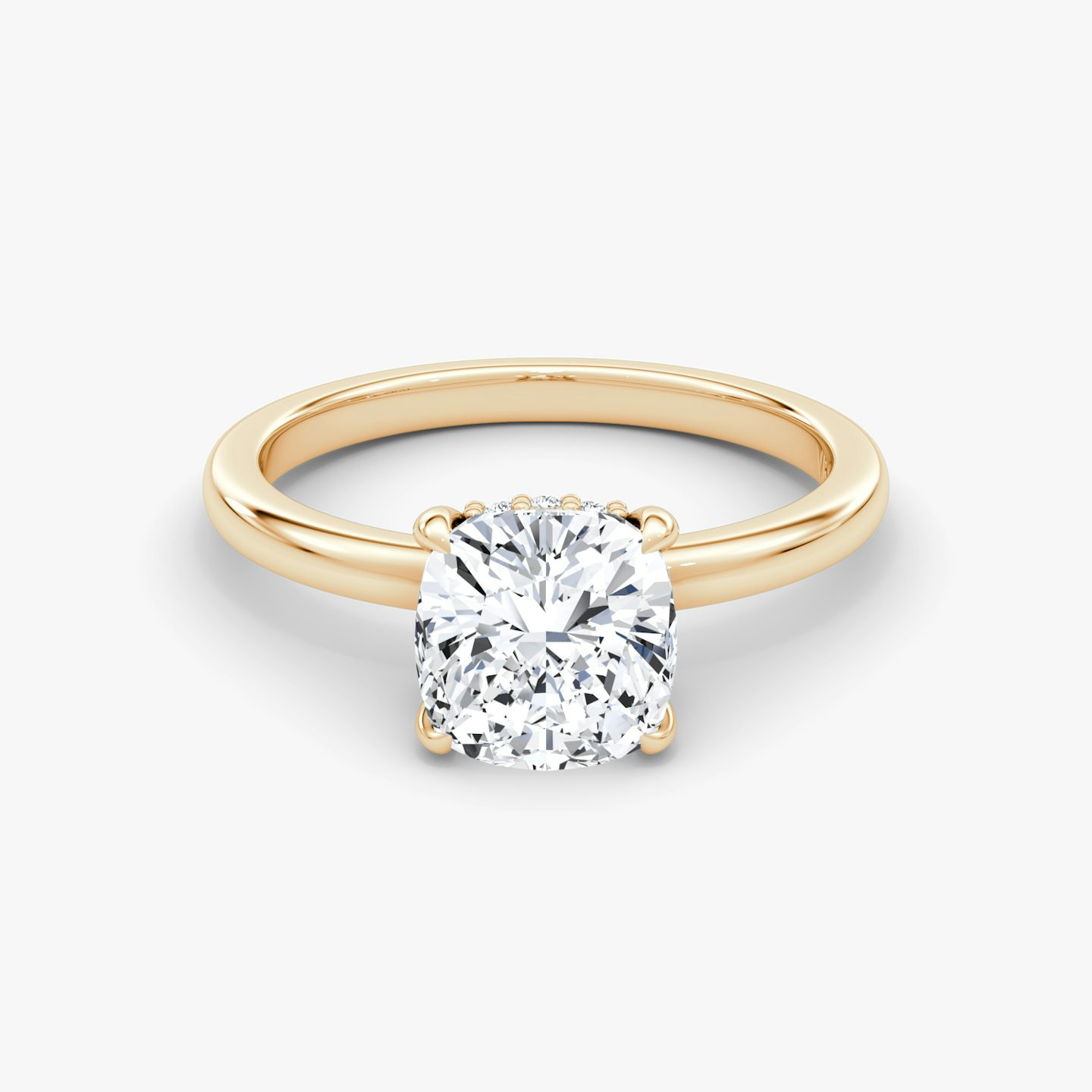 Anillo de compromiso Floating Solitaire | Cojín | 14k | Oro rosa | bandAccent: Simple | diamondOrientation: vertical | caratWeight: other