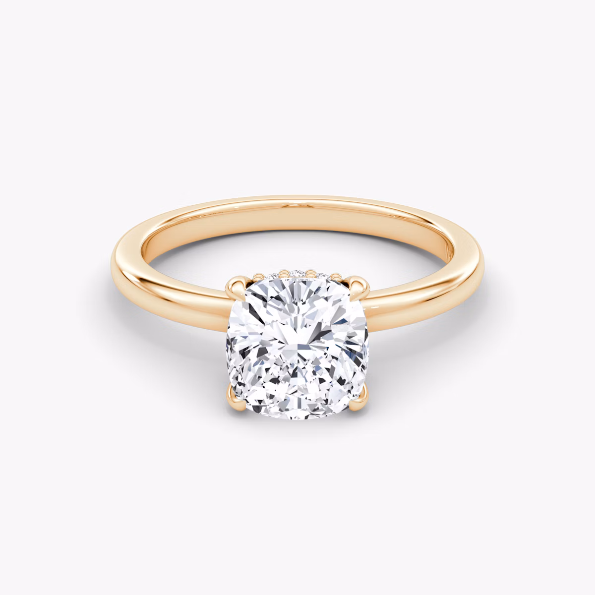 The Floating Solitaire | Cushion | 14k | Rose Gold | bandAccent: Plain | diamondOrientation: vertical | caratWeight: other