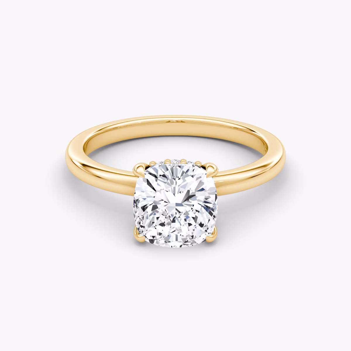 The Floating Solitaire | Cushion | 18k | Yellow Gold | bandAccent: Plain | diamondOrientation: vertical | caratWeight: other