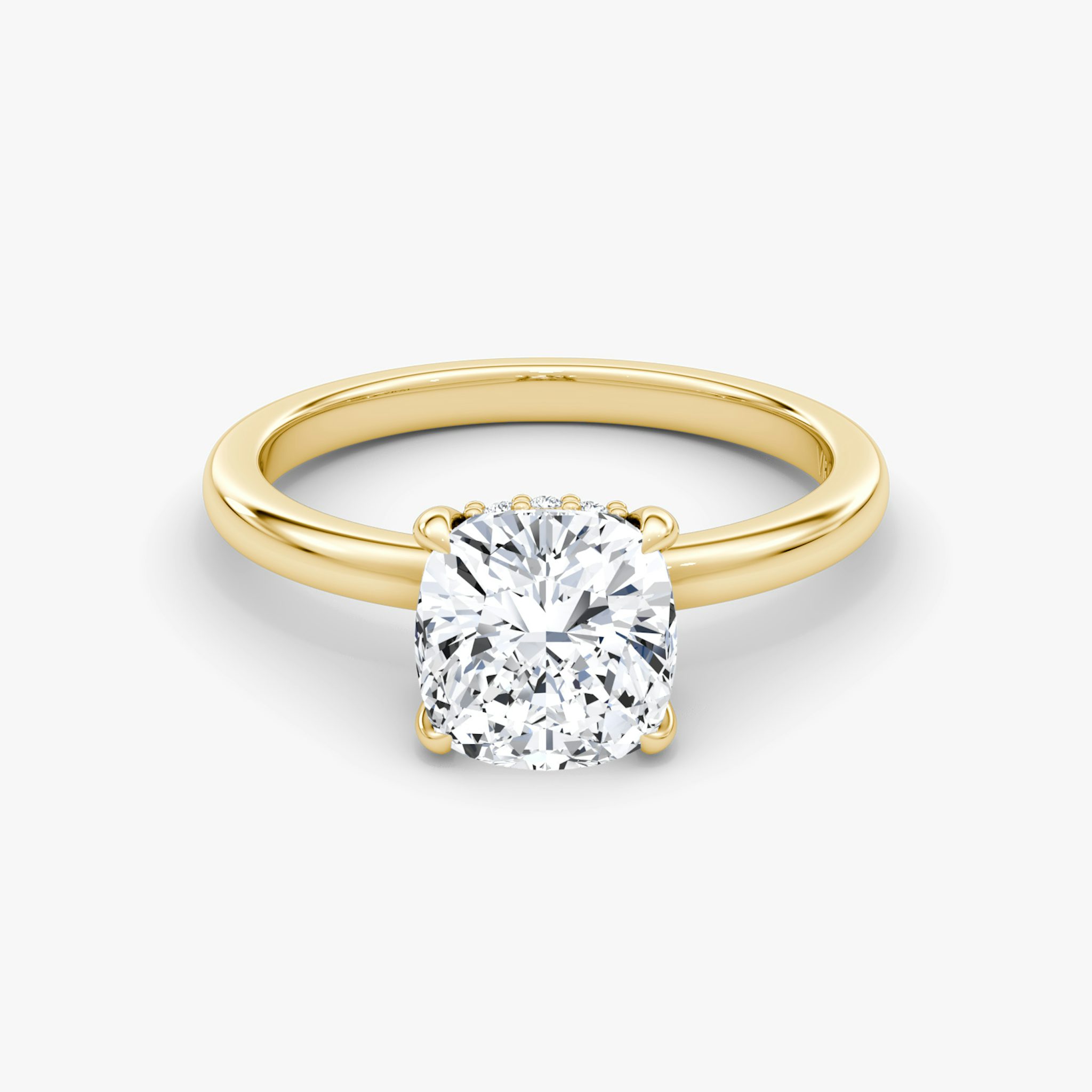 The Floating Solitaire | Cushion | 18k | Yellow Gold | bandAccent: Plain | diamondOrientation: vertical | caratWeight: other