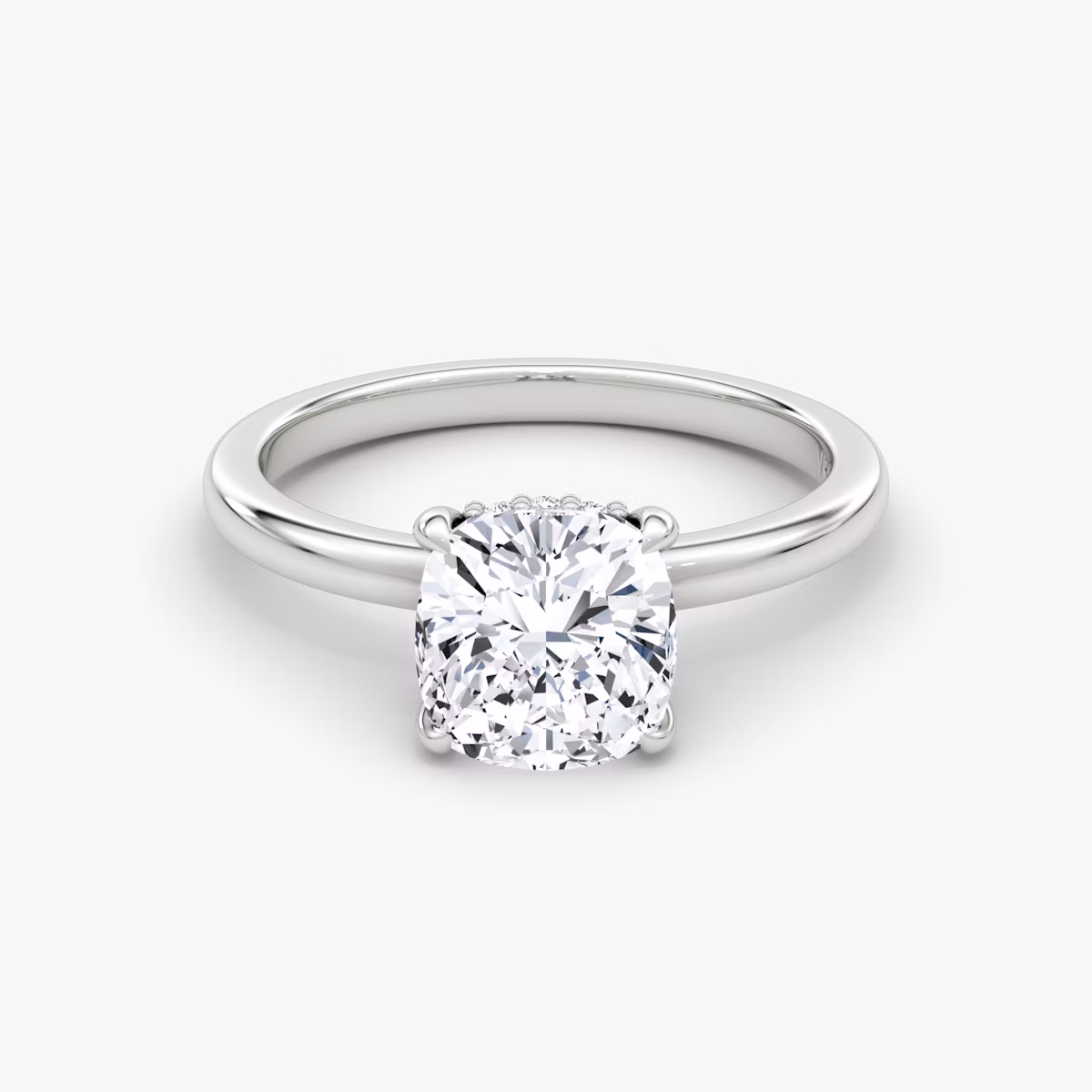 The Floating Solitaire | Cushion | 18k | White Gold | bandAccent: Plain | diamondOrientation: vertical | caratWeight: other