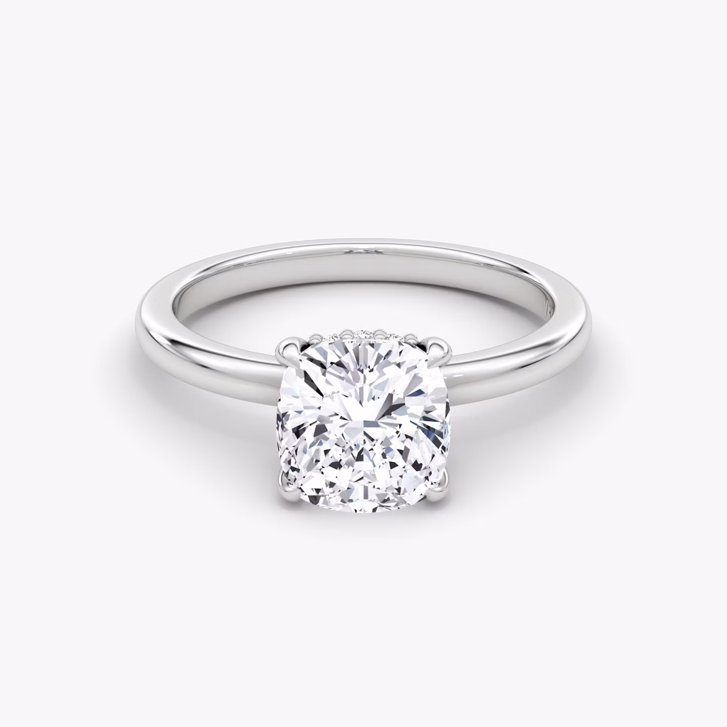The Floating Solitaire | Cushion | 18k | White Gold | bandAccent: Plain | diamondOrientation: vertical | caratWeight: other