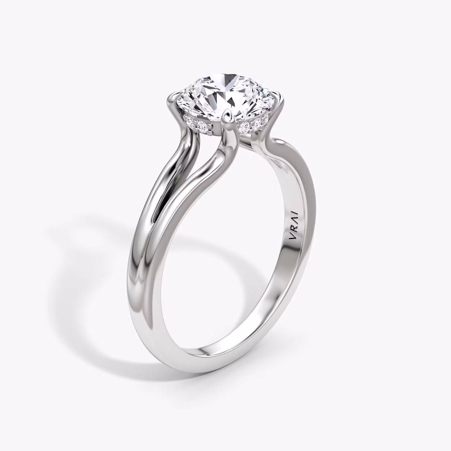 The Floating Split Band | Round Brilliant | Platinum | bandAccent: Plain | caratWeight: other | diamondOrientation: vertical