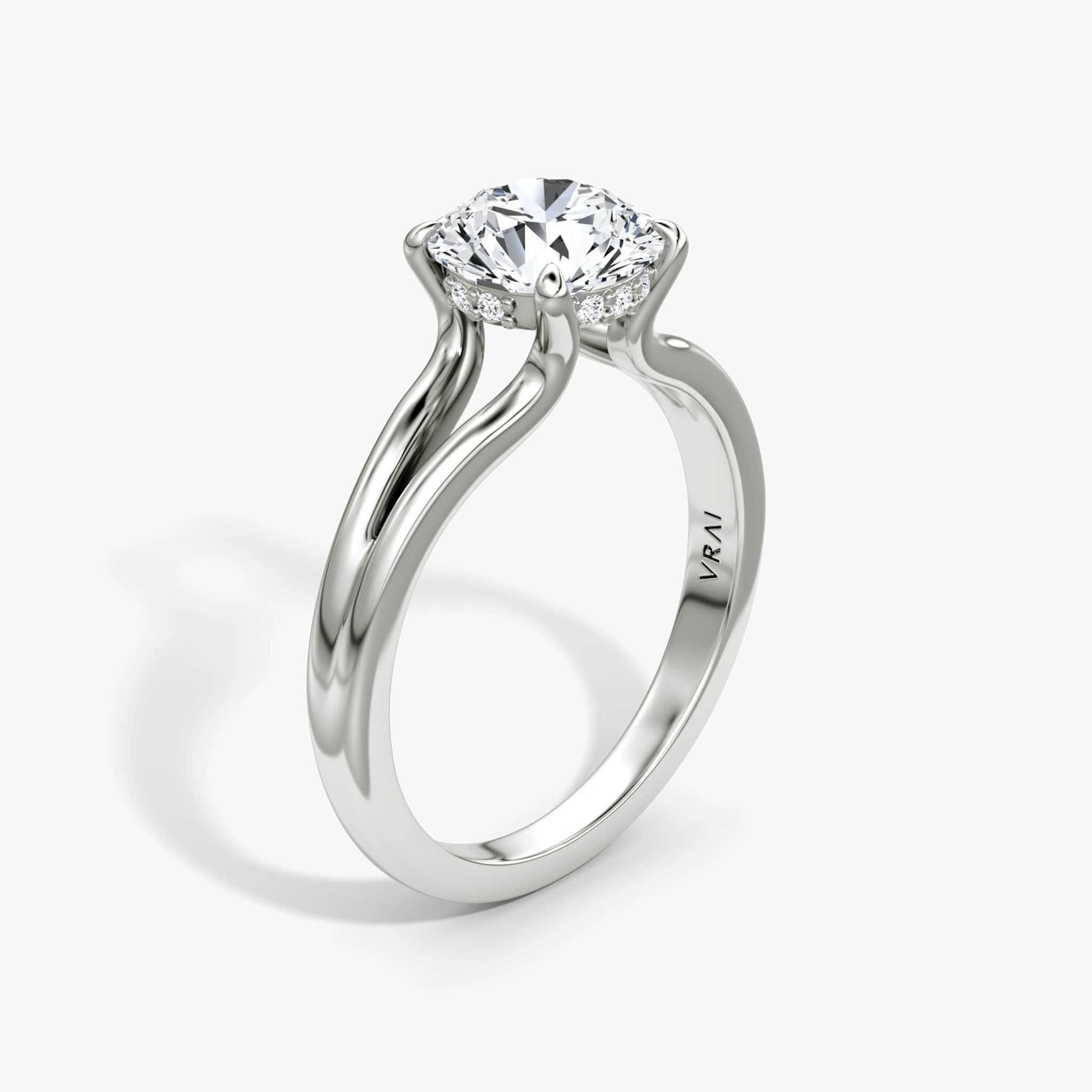 The Floating Split Band | Round Brilliant | Platinum | bandAccent: Plain | caratWeight: other | diamondOrientation: vertical