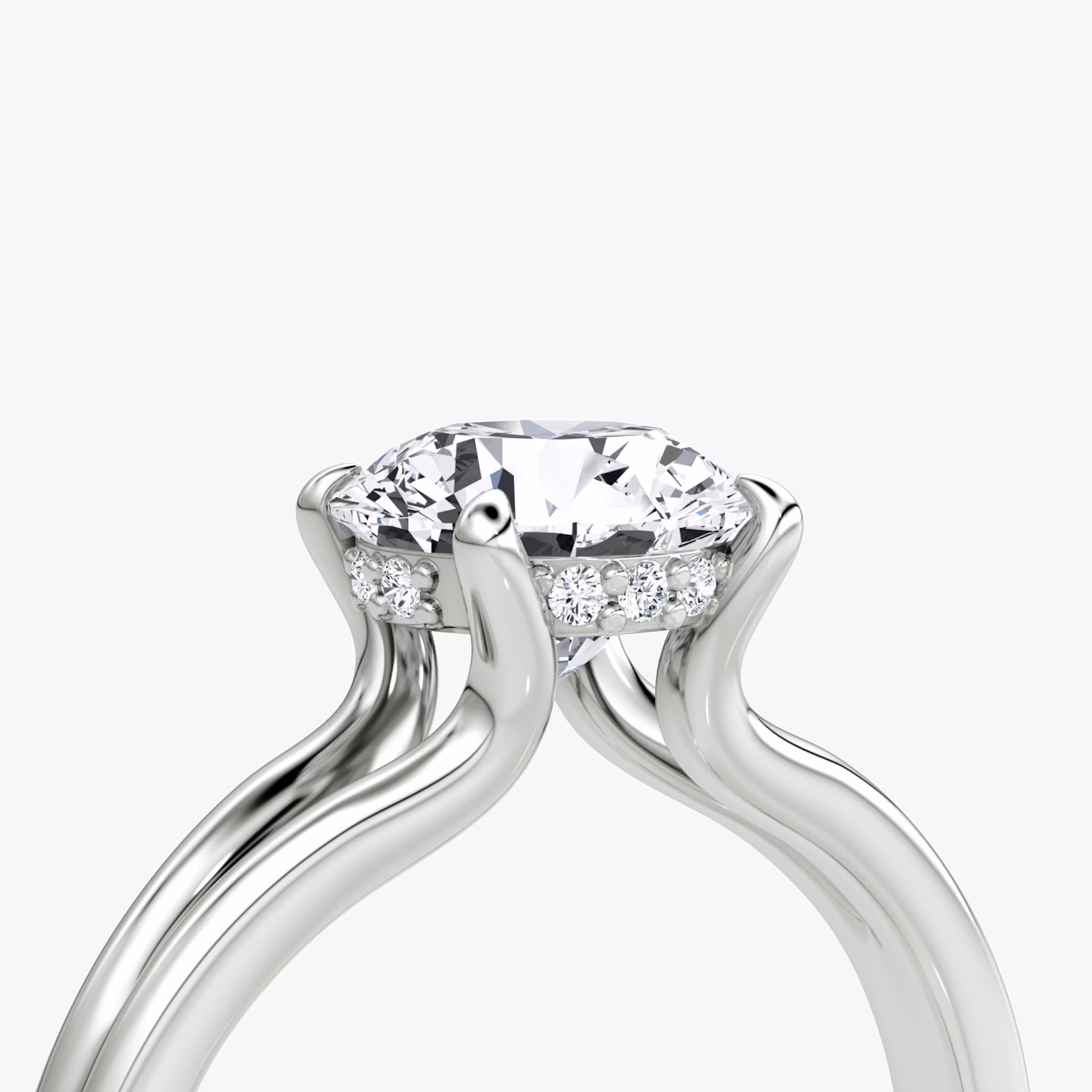 The Floating Split Band | Round Brilliant | 18k | White Gold | bandAccent: Plain | caratWeight: other | diamondOrientation: vertical