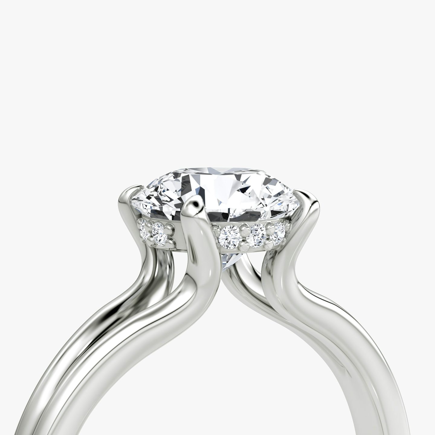 The Floating Split Band | Round Brilliant | Platinum | bandAccent: Plain | caratWeight: other | diamondOrientation: vertical