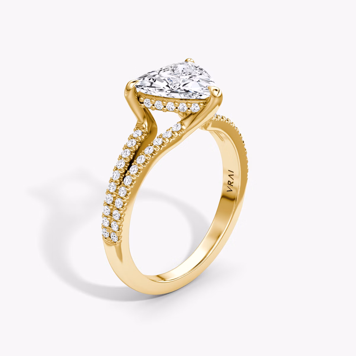The Floating Split Band | Trillion | 18k | Yellow Gold | bandAccent: Pavé | diamondOrientation: vertical | caratWeight: other