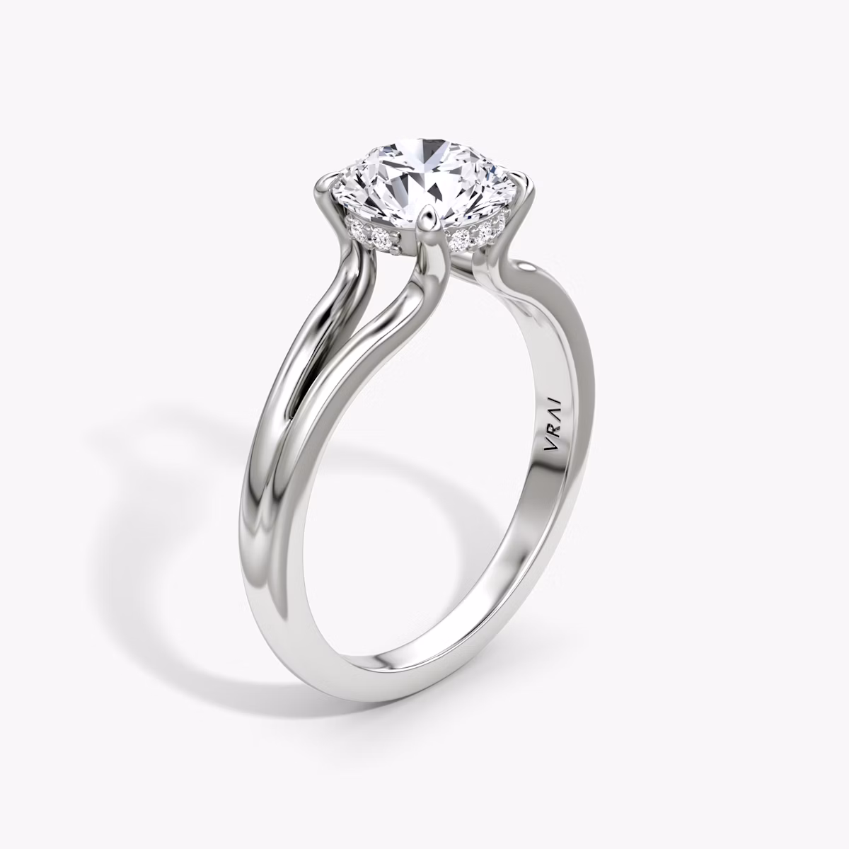 The Floating Split Band | Round Brilliant | 18k | White Gold | bandAccent: Plain | caratWeight: other | diamondOrientation: vertical