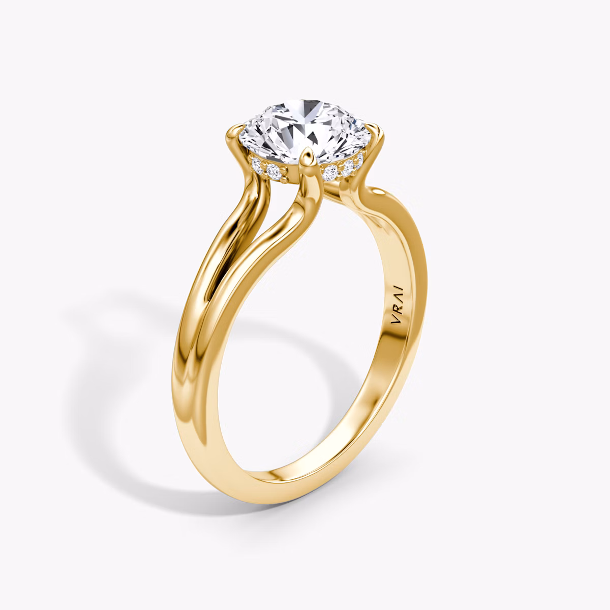 The Floating Split Band | Round Brilliant | 18k | Yellow Gold | bandAccent: Plain | caratWeight: other | diamondOrientation: vertical