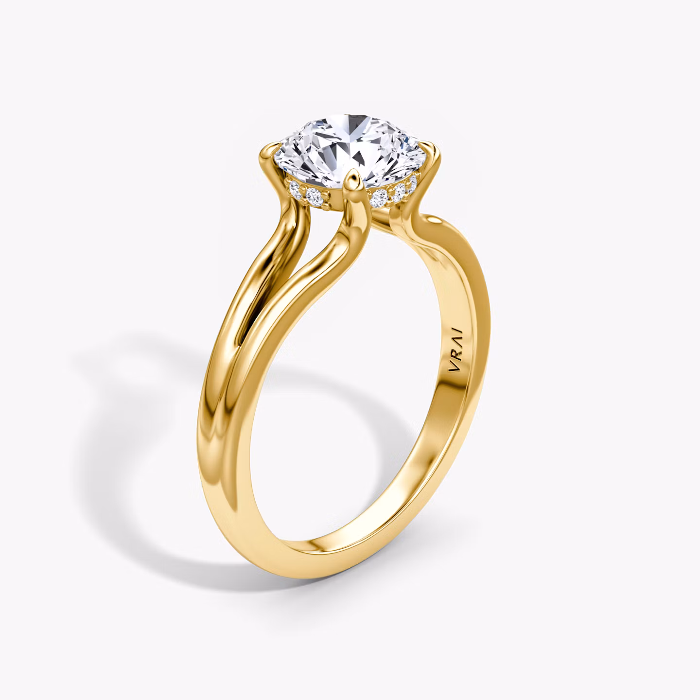 The Floating Split Band Round Brilliant | Yellow Gold