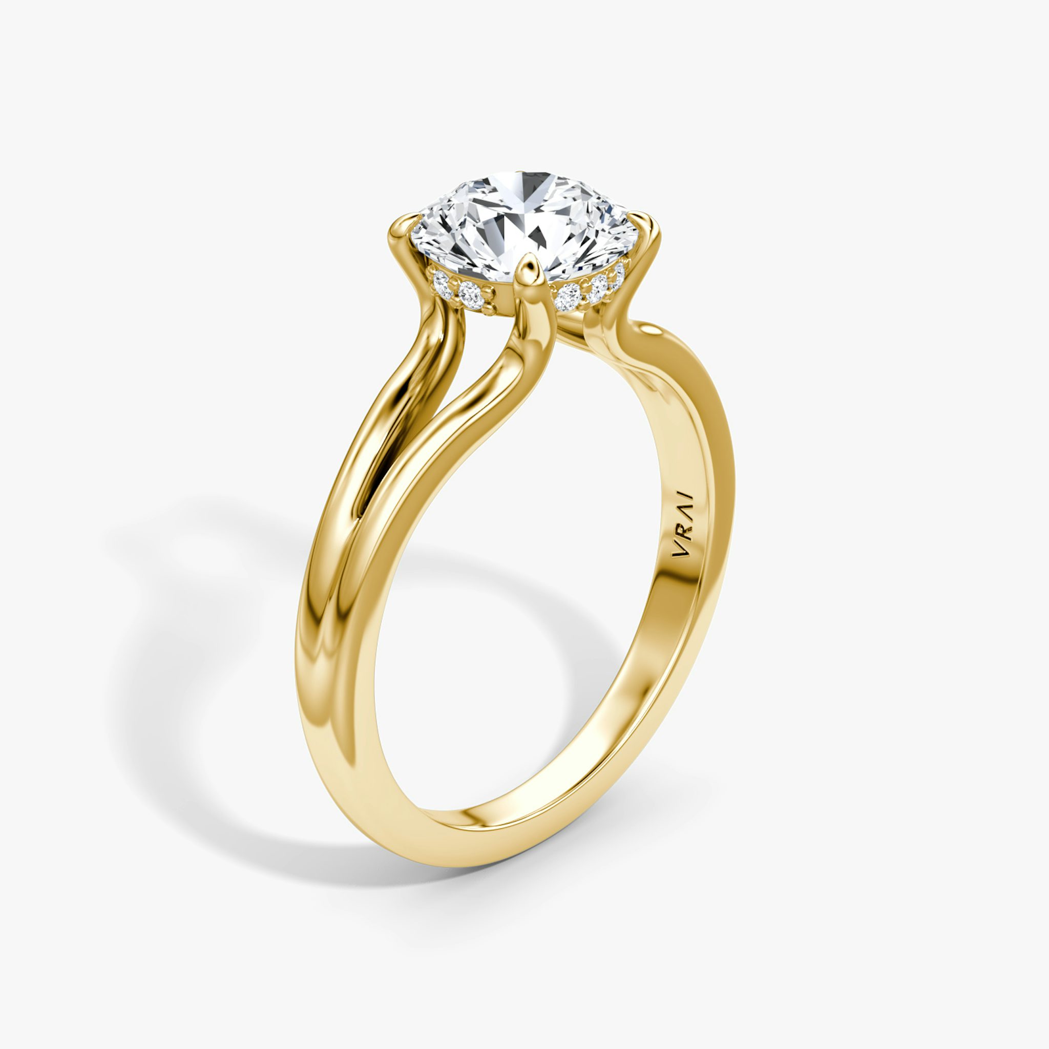 The Floating Split Band | Round Brilliant | 18k | Yellow Gold | bandAccent: Plain | caratWeight: 1.5ct | diamondOrientation: vertical