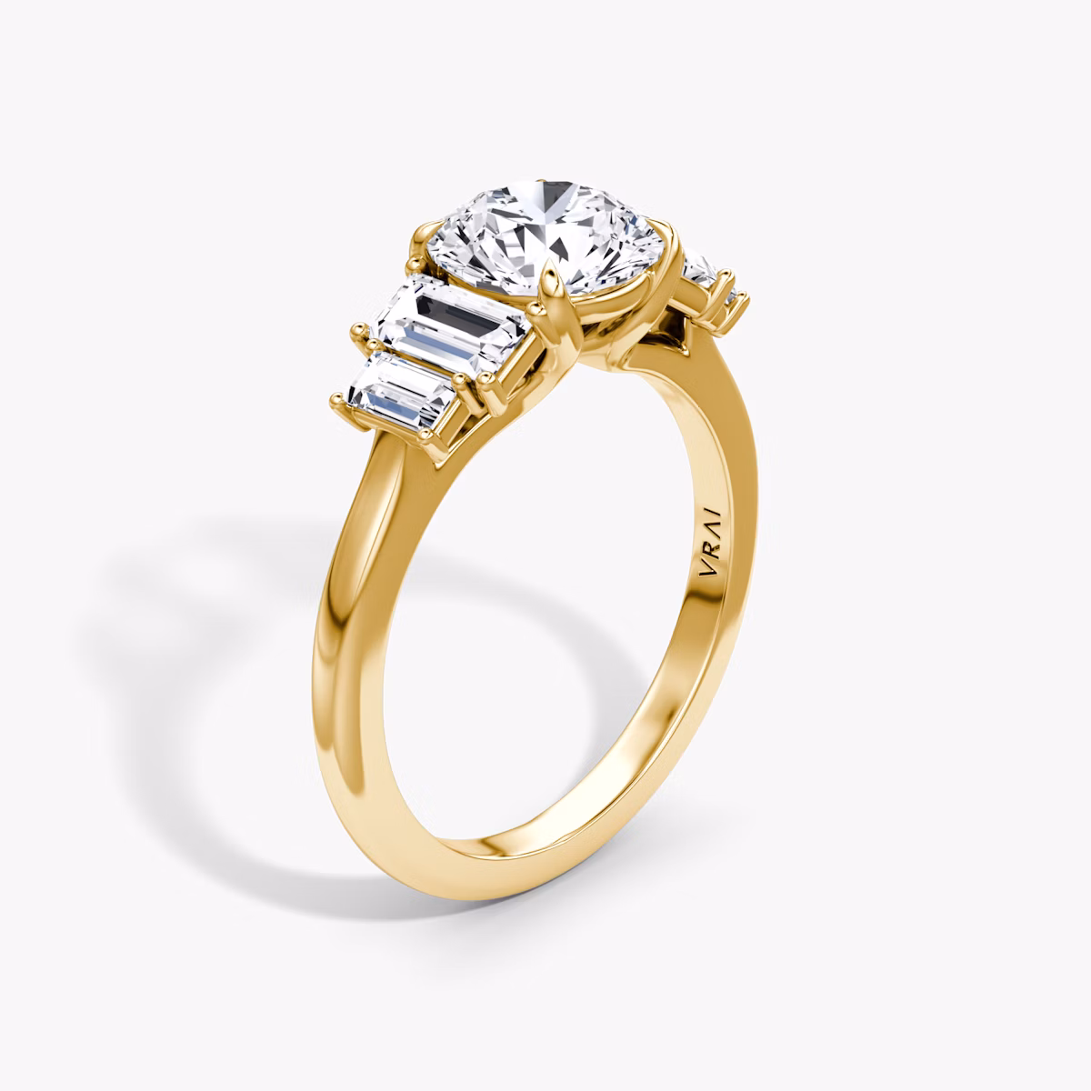 The Five Stone Heirloom | Round Brilliant | 18k | Yellow Gold | bandAccent: Plain | caratWeight: other | diamondOrientation: vertical