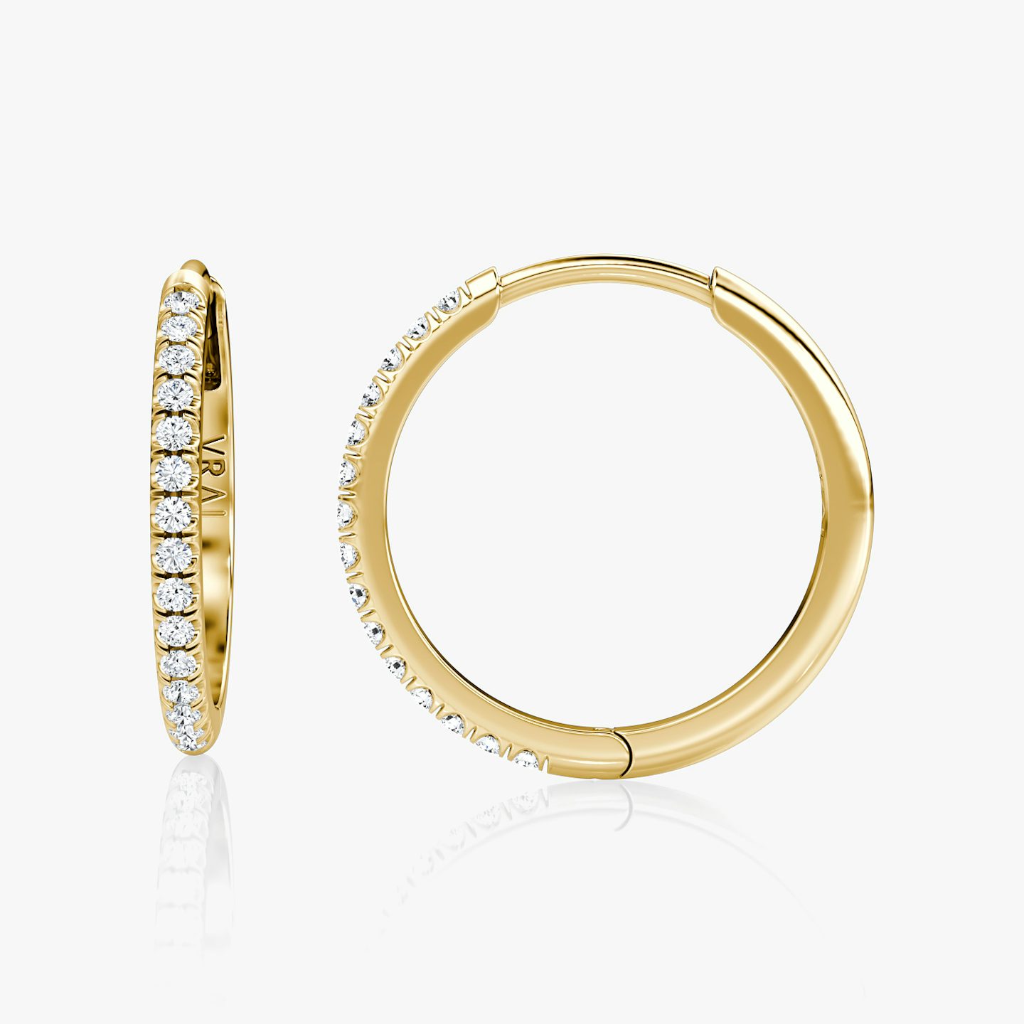 Pavé Hoops | Round Brilliant | 14k | Yellow Gold | earringSize: 15mm