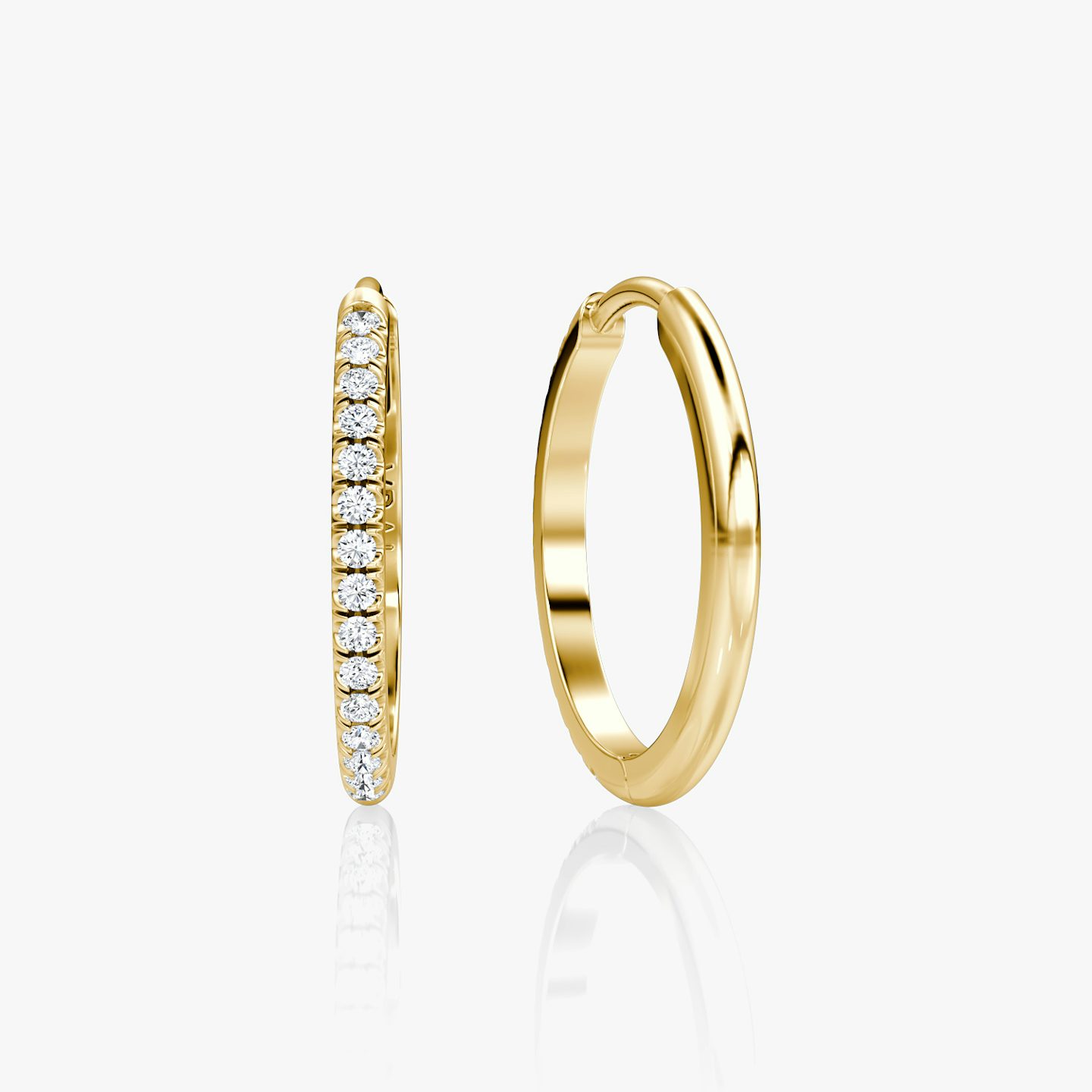 Pavé Hoops | Round Brilliant | 14k | Yellow Gold | earringSize: 15mm