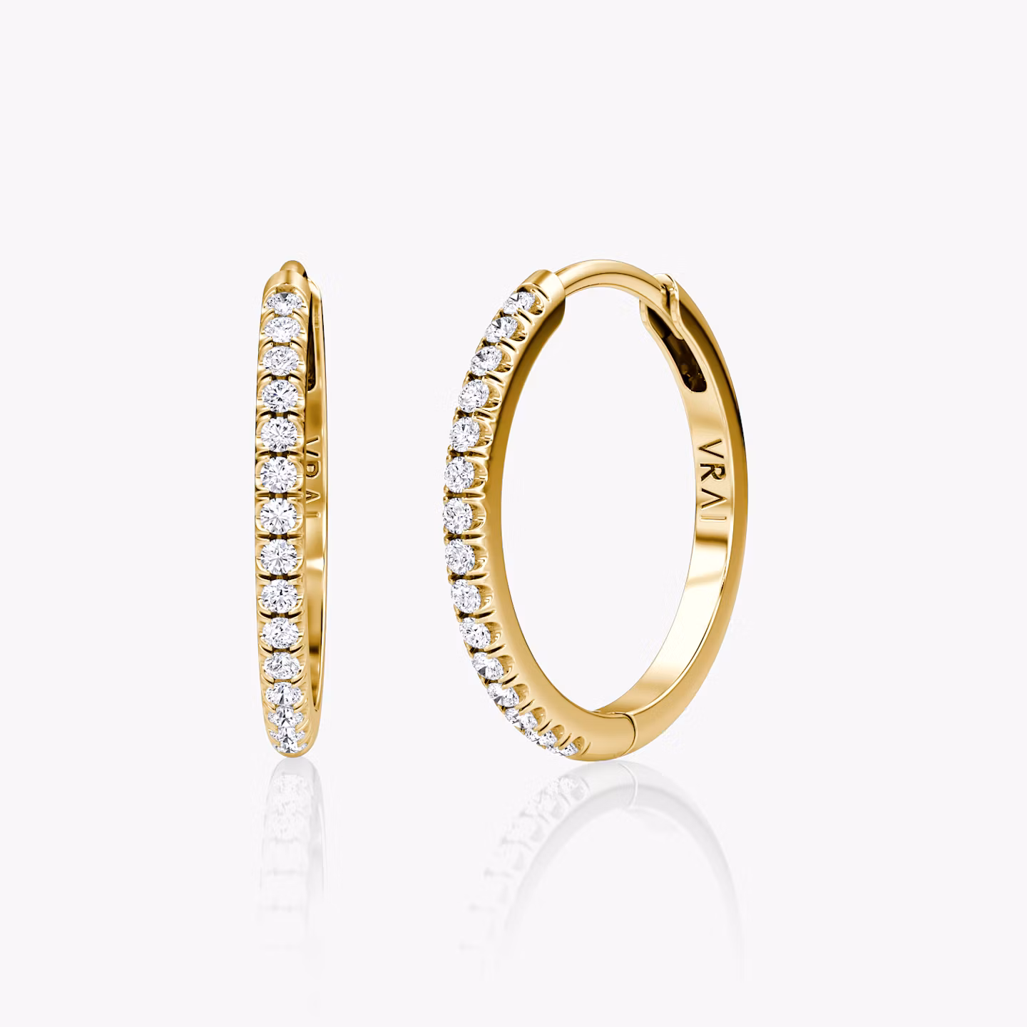 Pavé Hoops | Round Brilliant | 14k | Yellow Gold | earringSize: 15mm