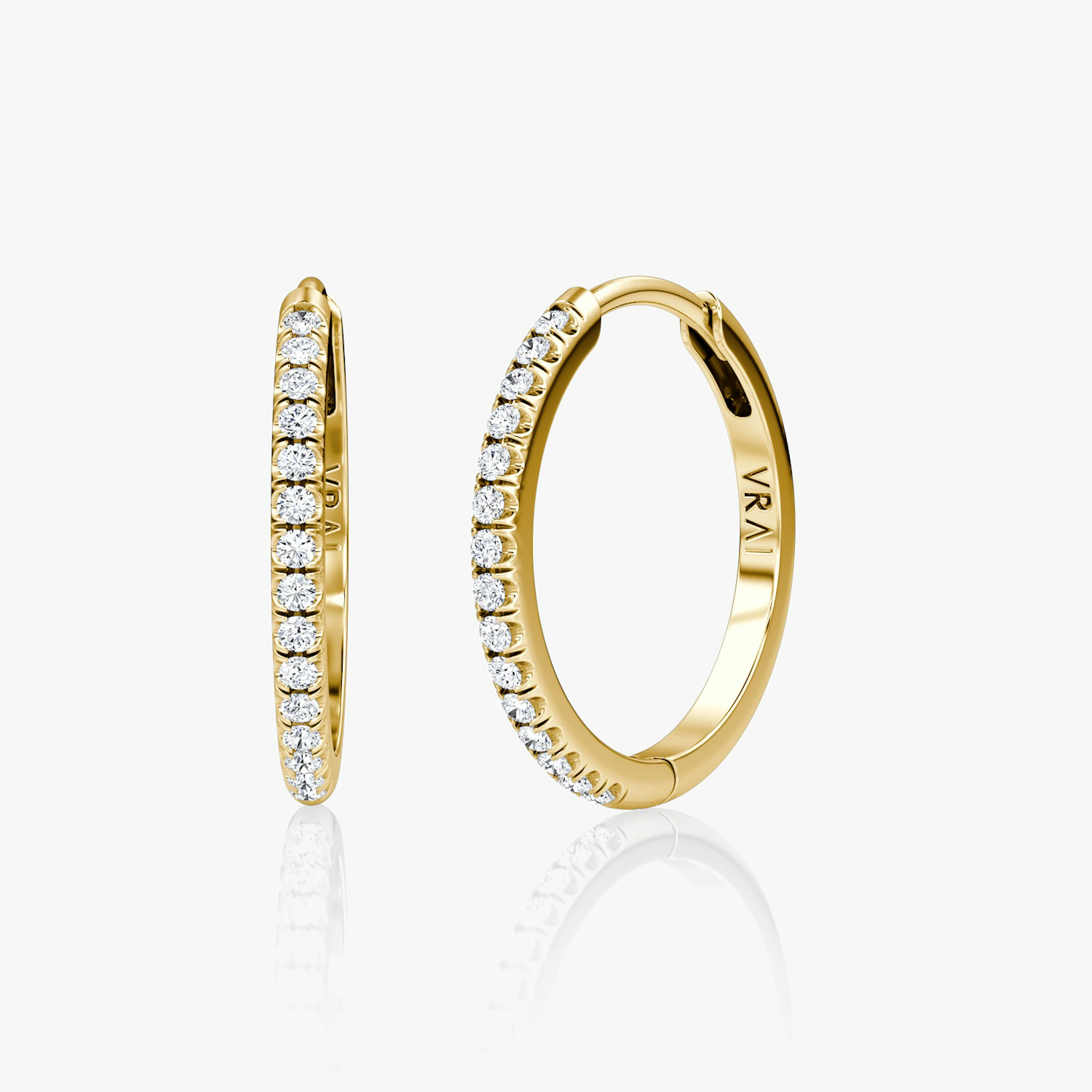 Pendiente de Aro Pavé | Brillante | 14k | Oro amarillo | earringSize: 15mm