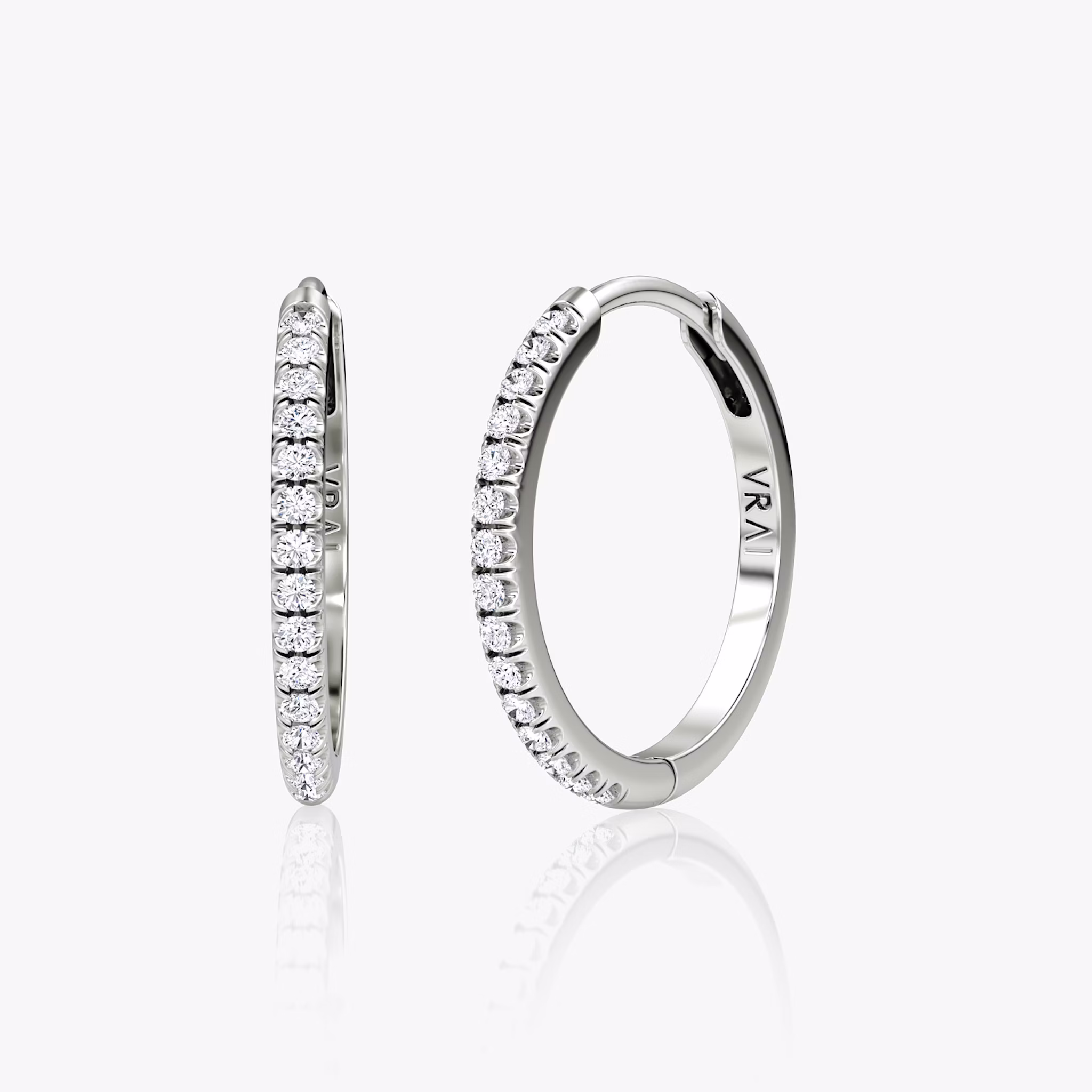 Pavé Hoops | Round Brilliant | 14k | White Gold | earringSize: 15mm