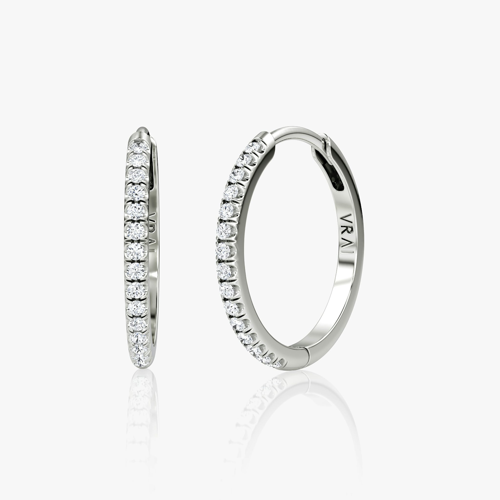 Pavé Hoops | Round Brilliant | 14k | White Gold | earringSize: 15mm
