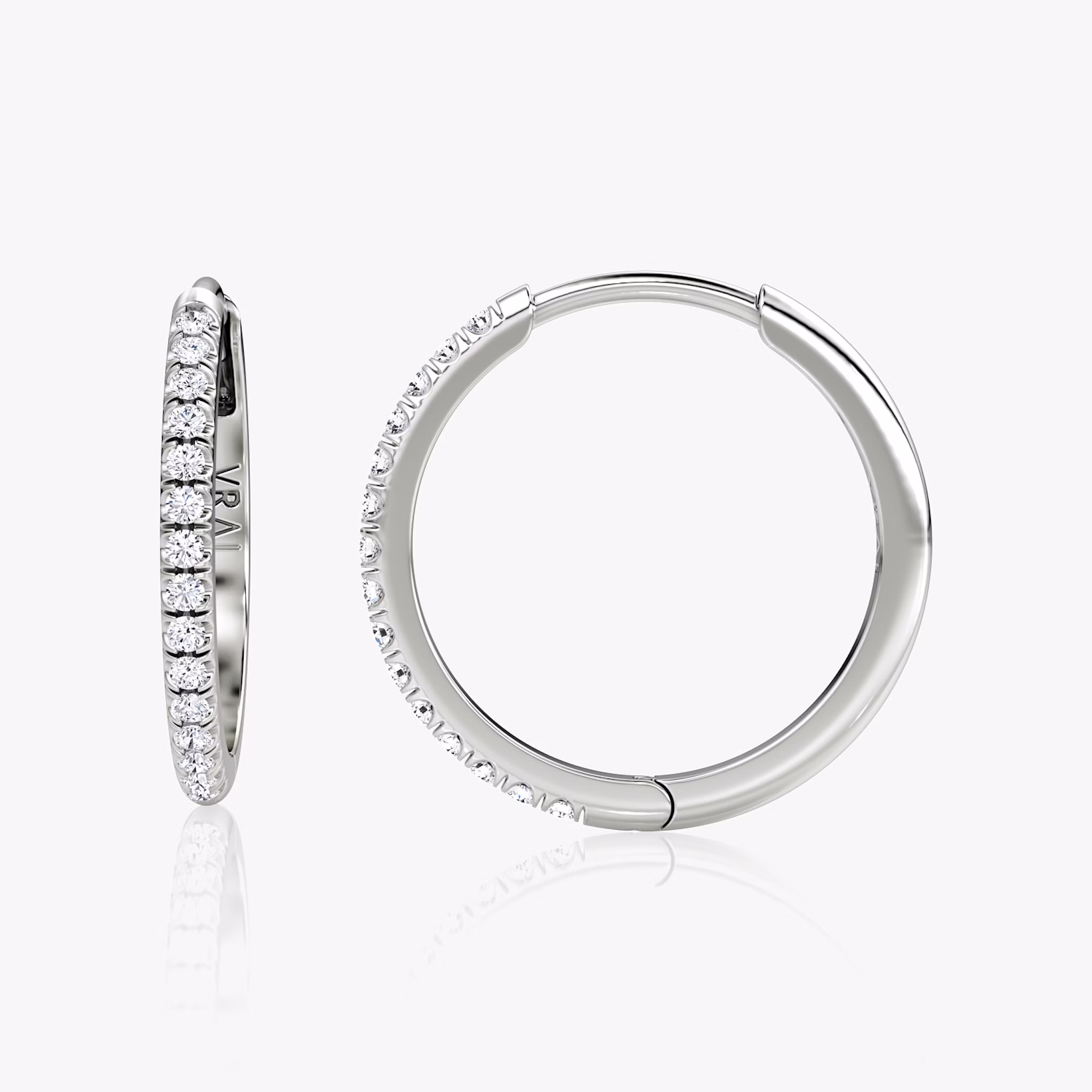 Pavé Hoops | Round Brilliant | 14k | White Gold | earringSize: 15mm